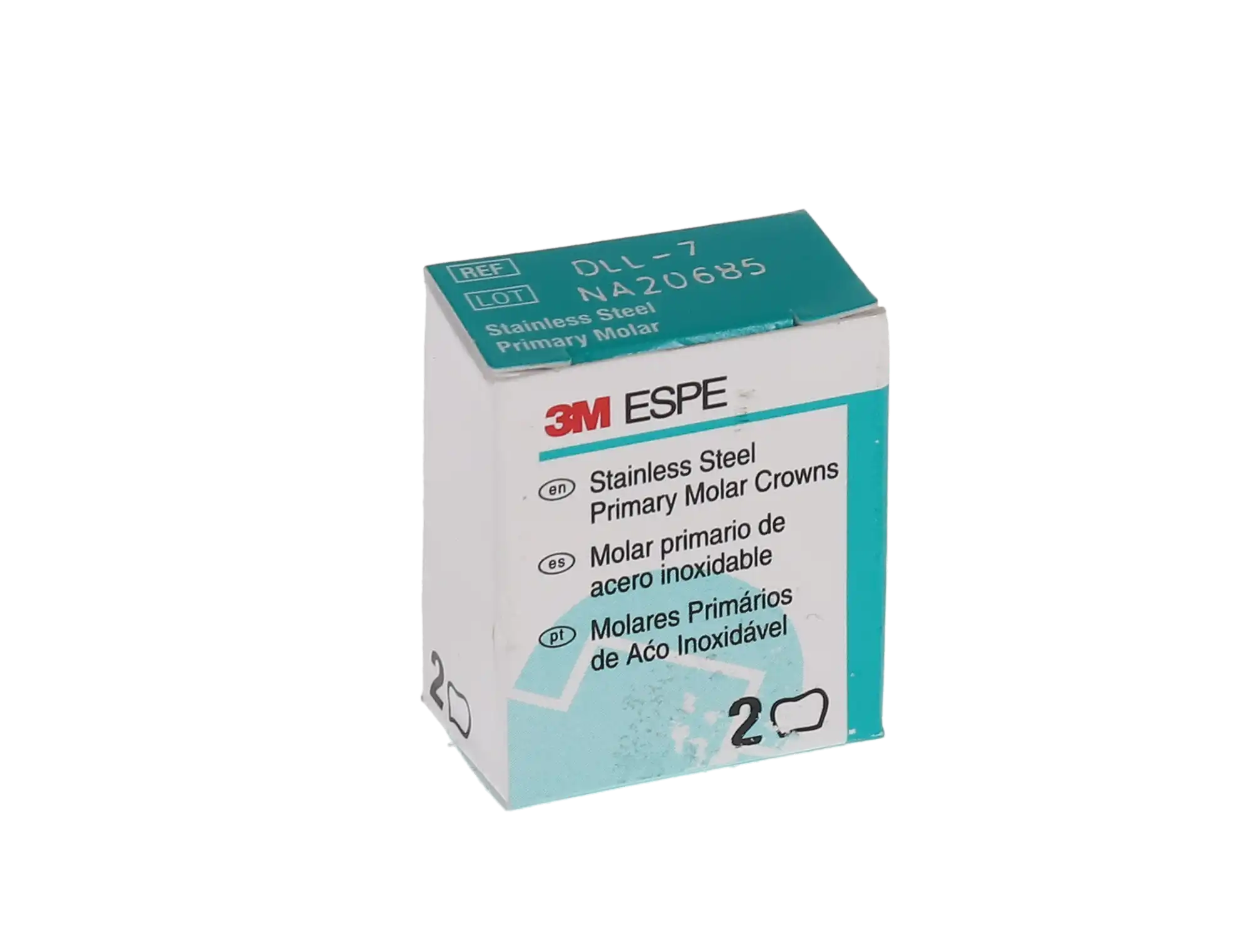 3M ESPE Stainless Steel Primary Molar Crown, First Primary Molar, Lower Left, Size DLL7, 5/Box, D-LL-7 thumbnail 4