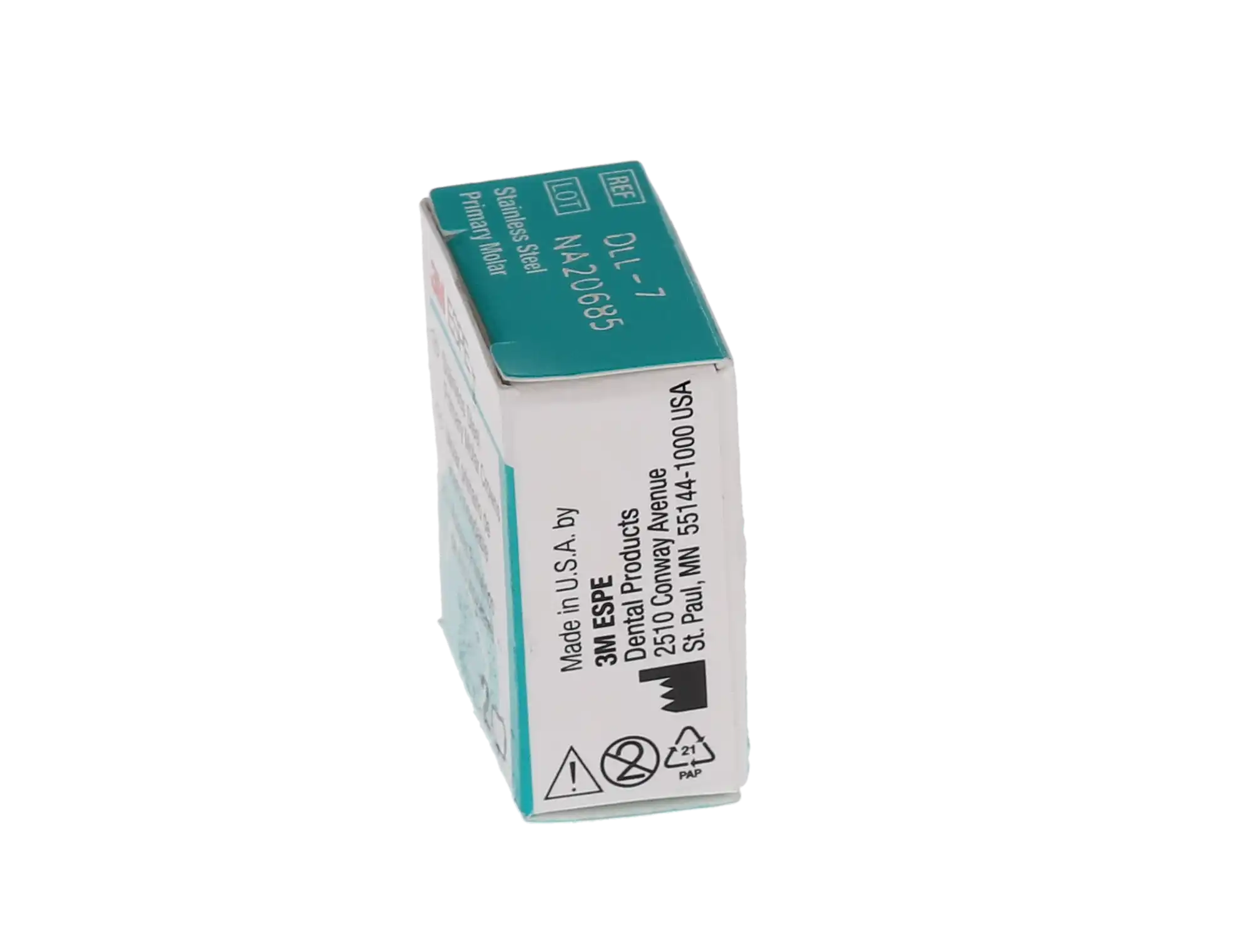 3M ESPE Stainless Steel Primary Molar Crown, First Primary Molar, Lower Left, Size DLL7, 5/Box, D-LL-7 thumbnail 5