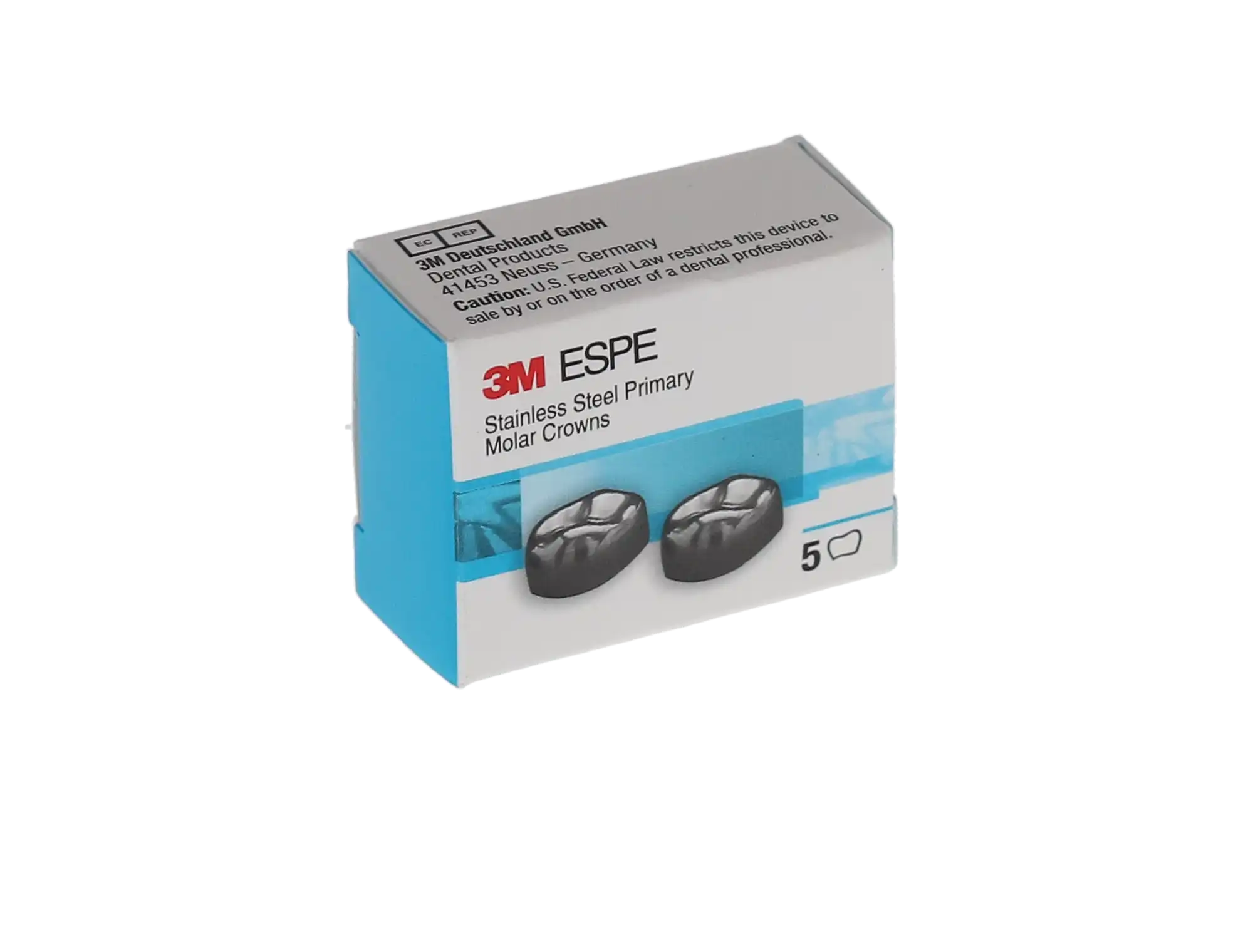 3M ESPE Stainless Steel Primary Molar Crown, First Primary Molar, Lower Right, Size DLR5, Refill Box of 5, D-LR-5 thumbnail 4