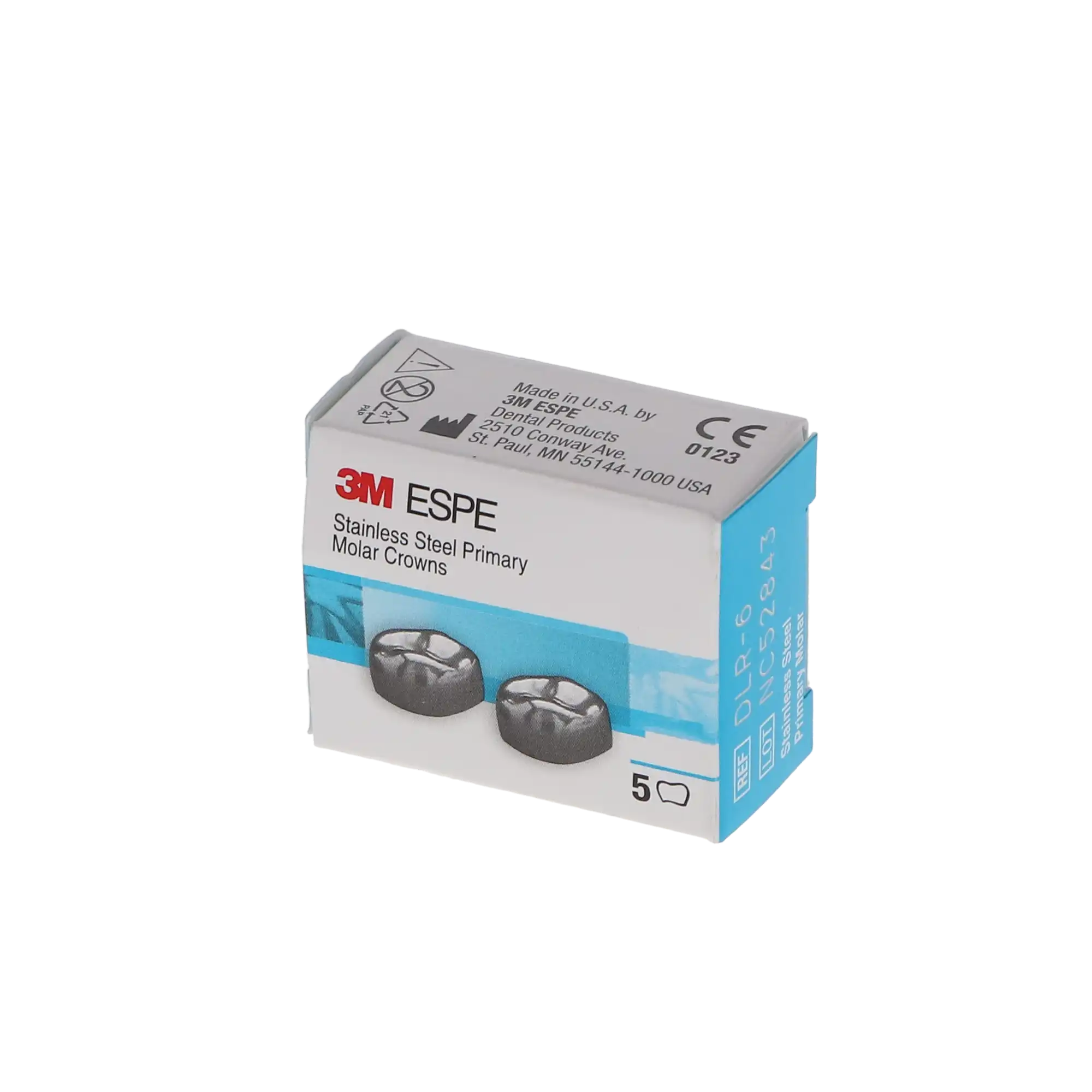 3M ESPE Stainless Steel Primary Molar Crown, First Primary Molar, Lower Right, Size DLR6, Refill Box of 5, D-LR-6 thumbnail 4