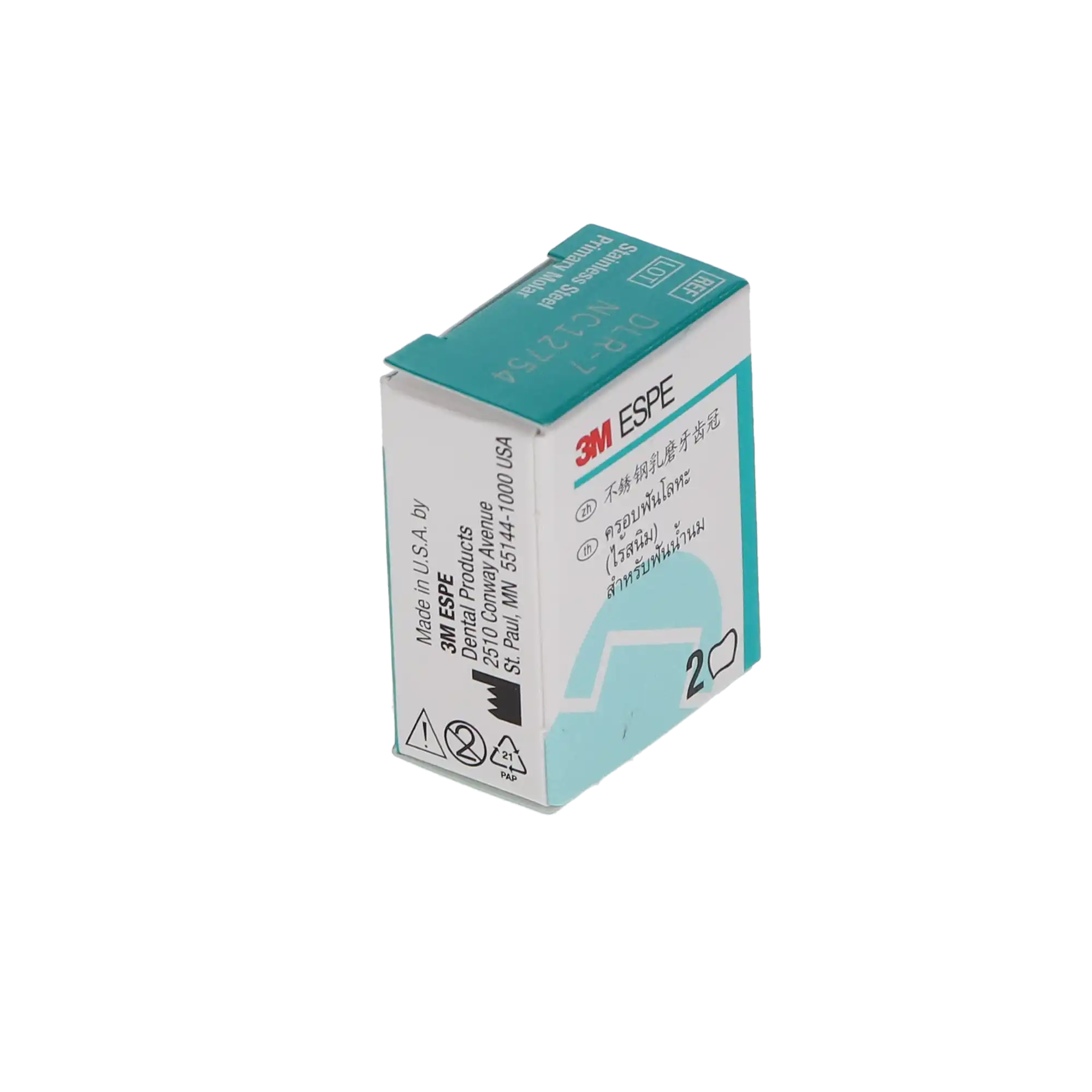 3M ESPE Stainless Steel Primary Molar Crown, First Primary Molar, Lower Right, Size DLR7, Refill Box of 5, D-LR-7 thumbnail 5