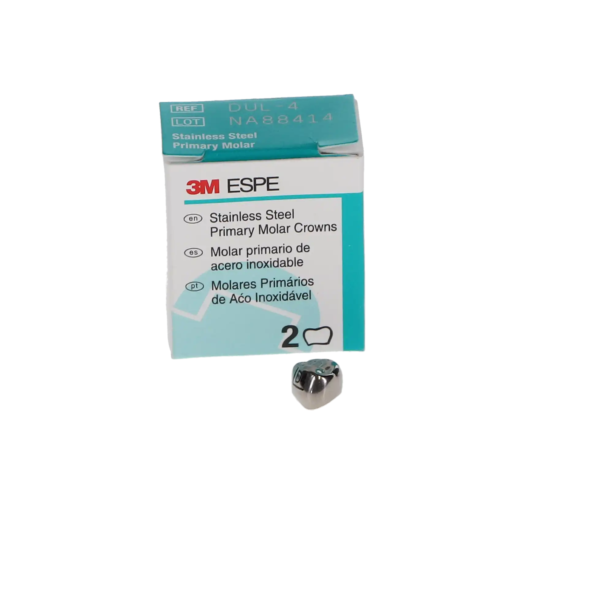 3M ESPE Stainless Steel Primary Molar Crown, First Primary Molar, Upper Left, Size DUL4, 5/Box, D-UL-4 thumbnail 3