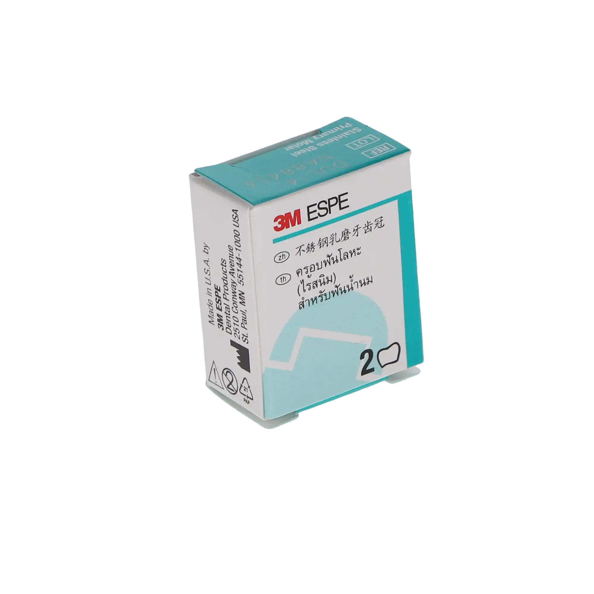 3M ESPE Stainless Steel Primary Molar Crown, First Primary Molar, Upper Left, Size DUL4, 5/Box, D-UL-4 thumbnail 4