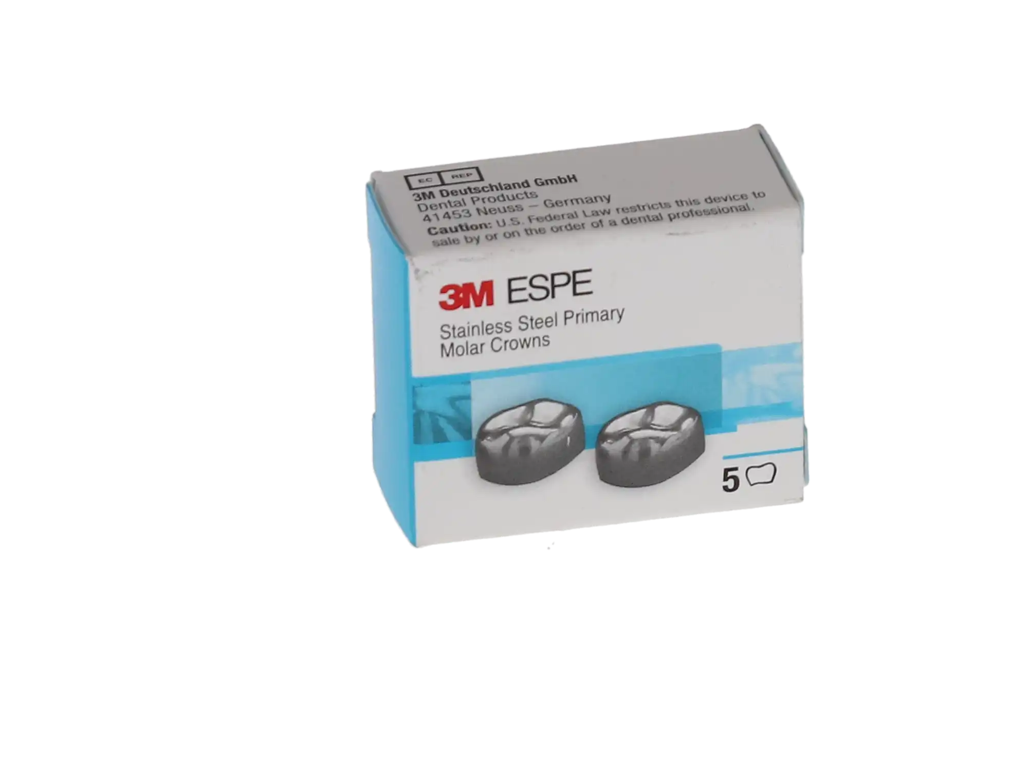 3M ESPE Stainless Steel Primary Molar Crown, First Primary Molar, Upper Left, Size 5, DUL5, 5/Box thumbnail 4