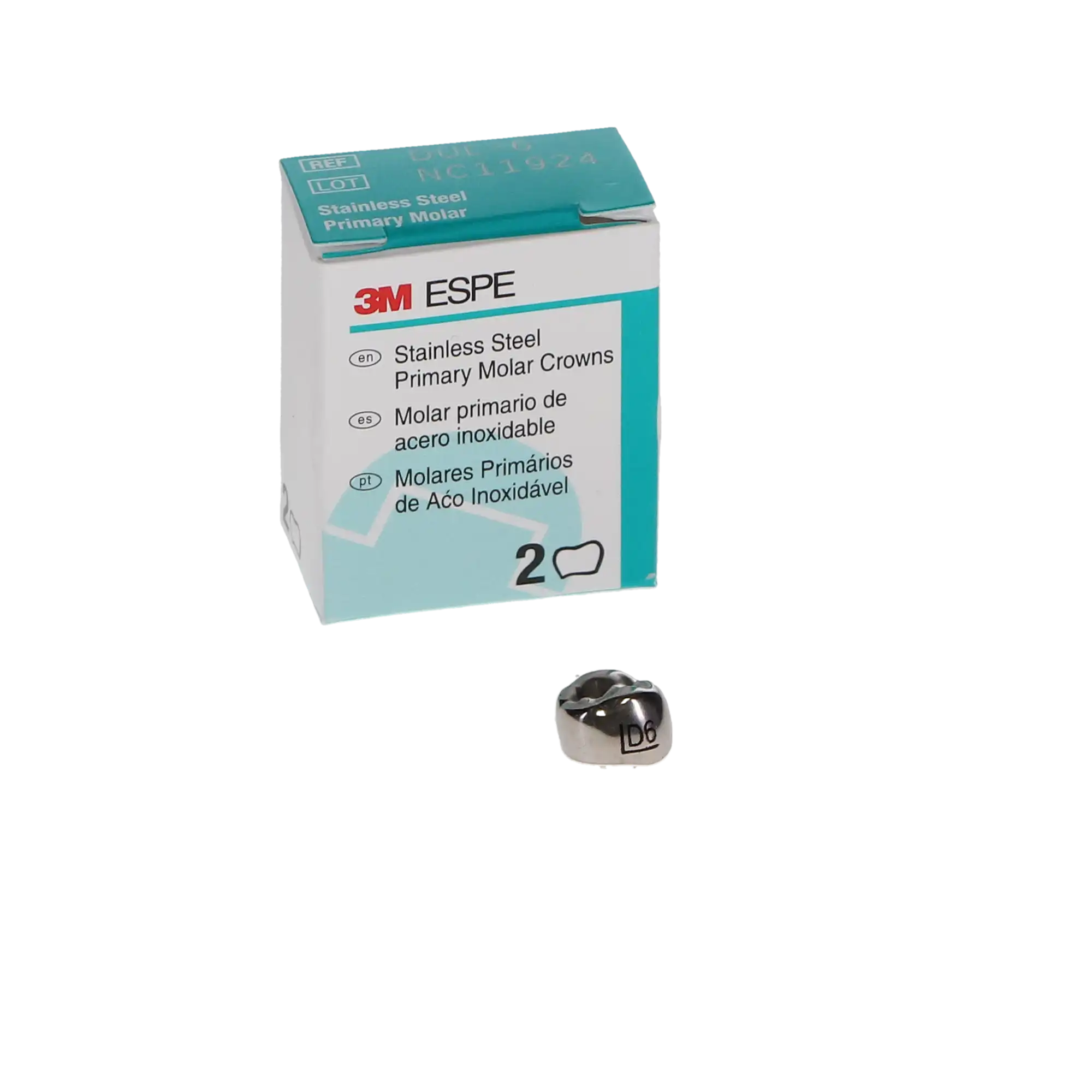 3M ESPE Stainless Steel Primary Molar Crown, First Primary Molar, Upper Left, Size DUL6, 5/Box, D-UL-6 thumbnail 4