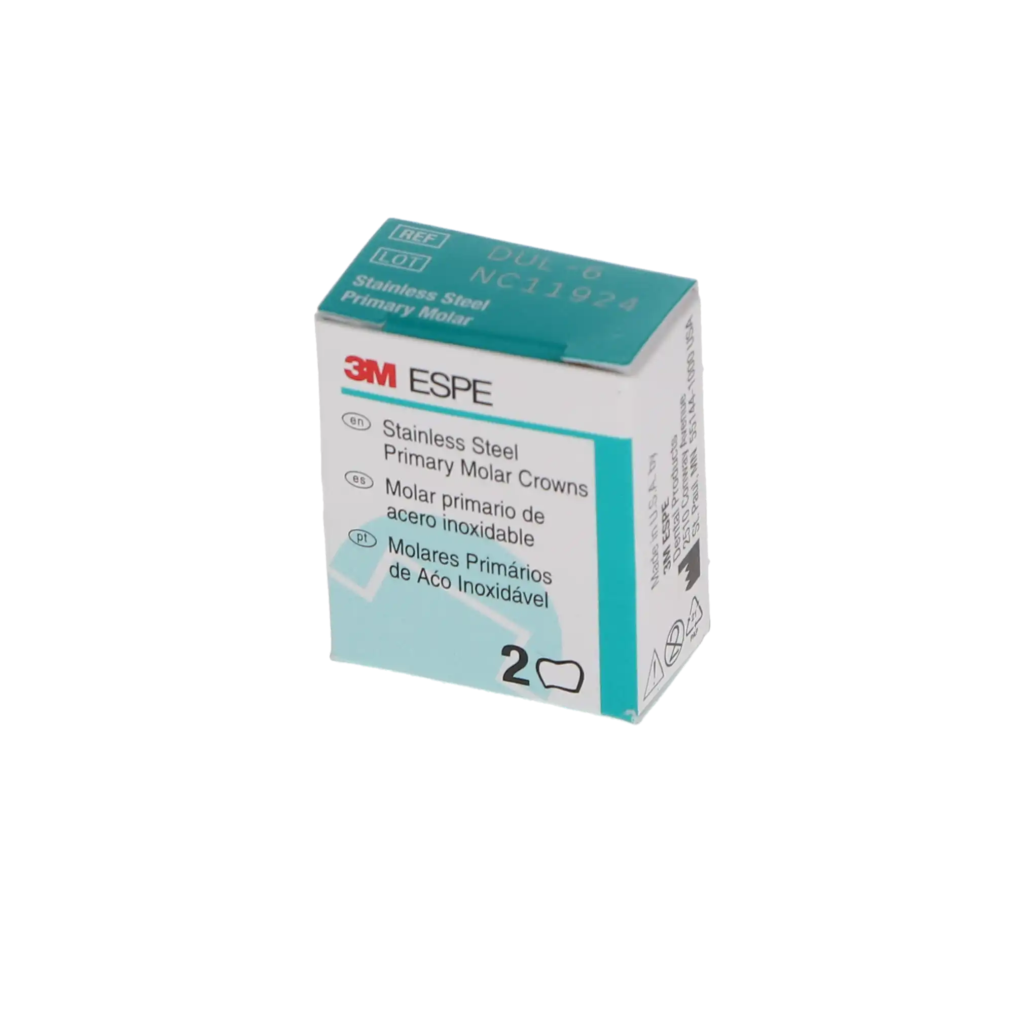 3M ESPE Stainless Steel Primary Molar Crown, First Primary Molar, Upper Left, Size DUL6, 5/Box, D-UL-6 thumbnail 5