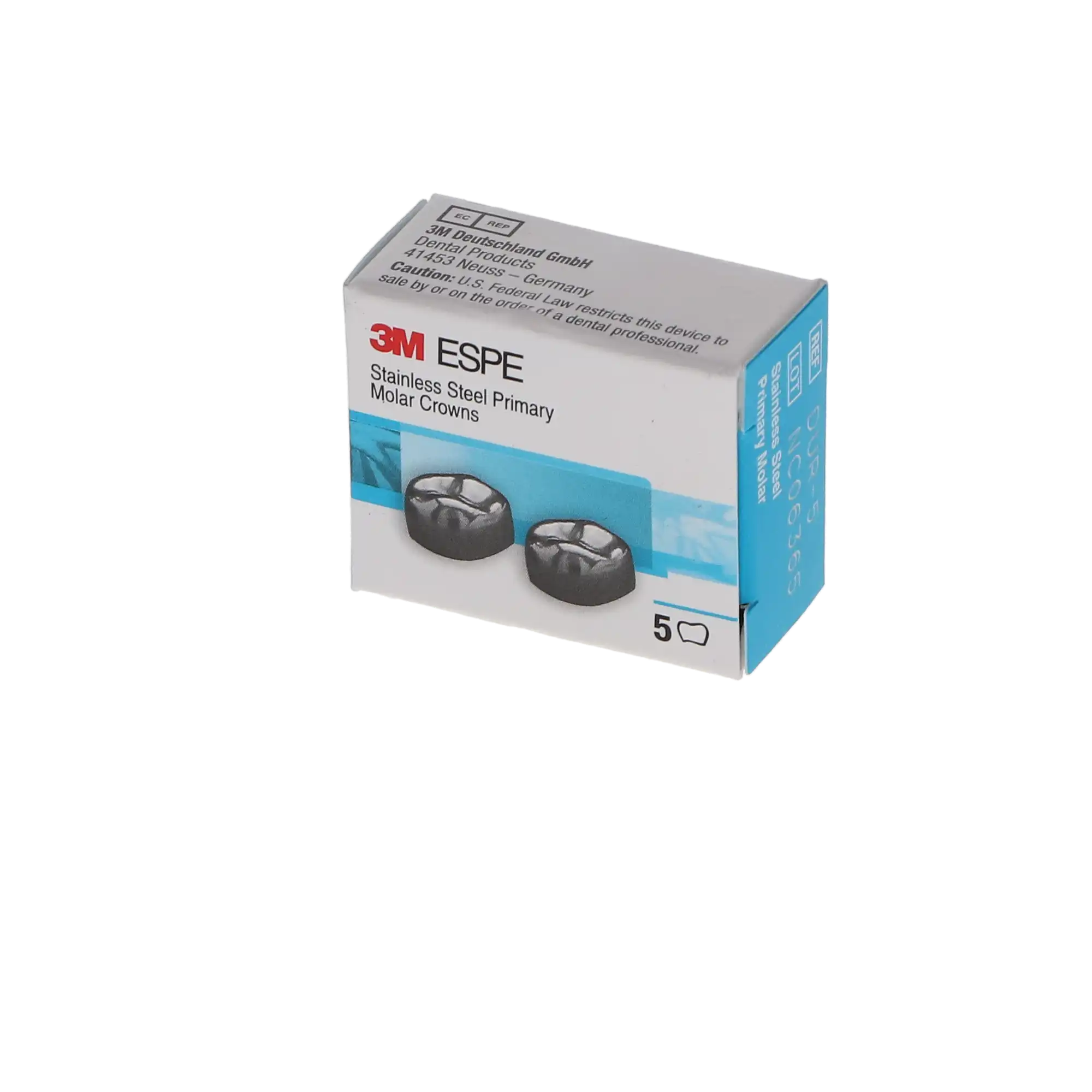 3M ESPE Stainless Steel Primary Molar Crown, First Primary Molar, Upper Right, Size DUR5, 5/Box, D-UR-5 thumbnail 6