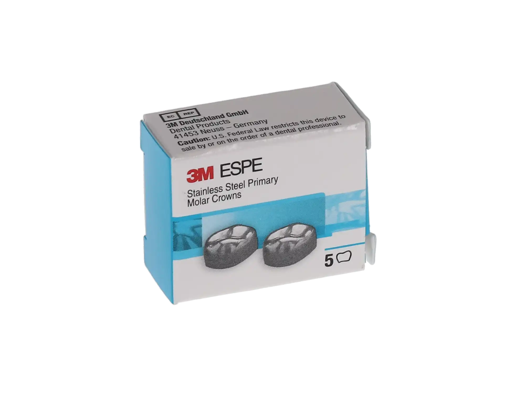 3M ESPE Stainless Steel Primary Molar Crown, Second Primary Molar, Lower Left, Size ELL2, 5/Box, E-LL-2 thumbnail 4