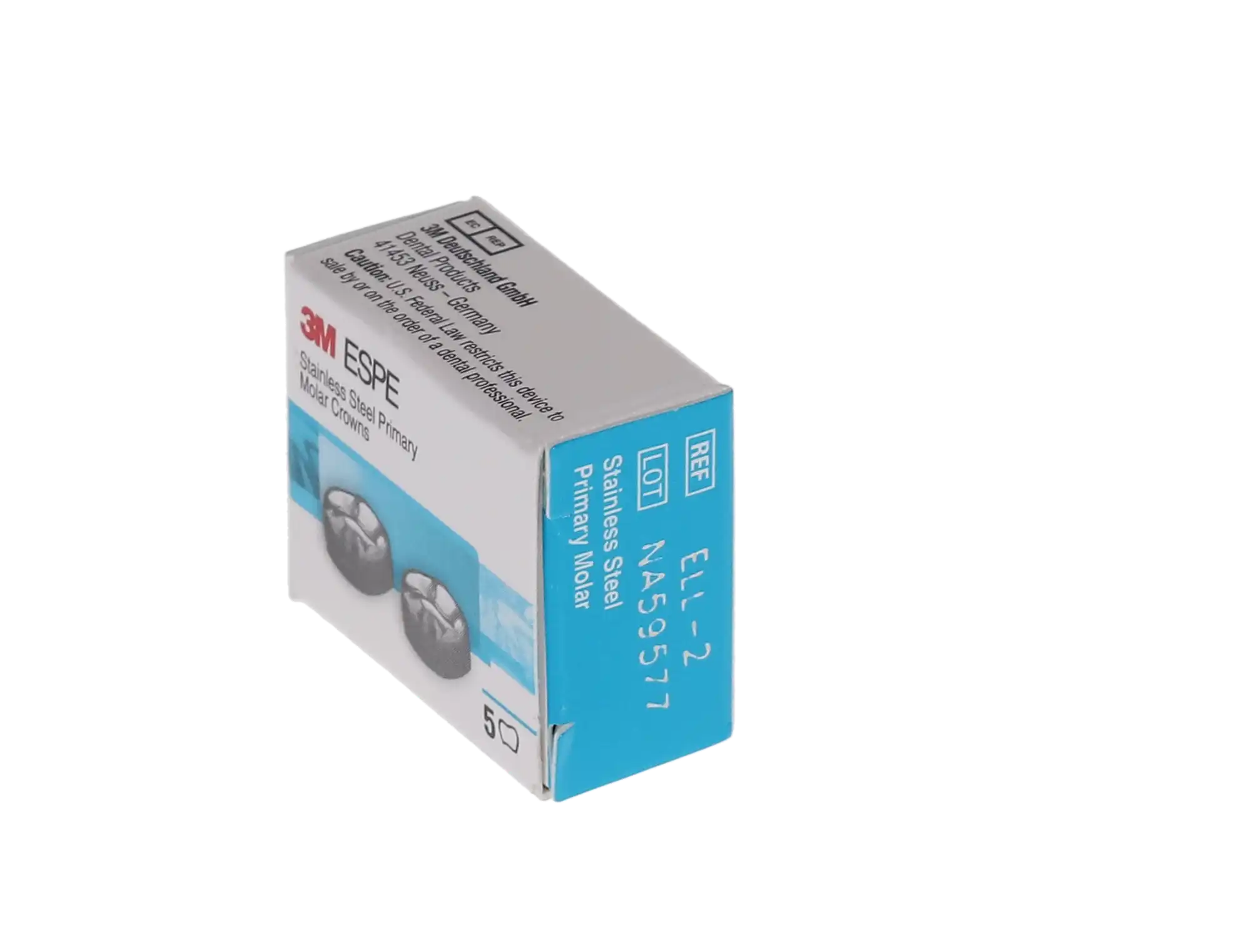 3M ESPE Stainless Steel Primary Molar Crown, Second Primary Molar, Lower Left, Size ELL2, 5/Box, E-LL-2 thumbnail 5