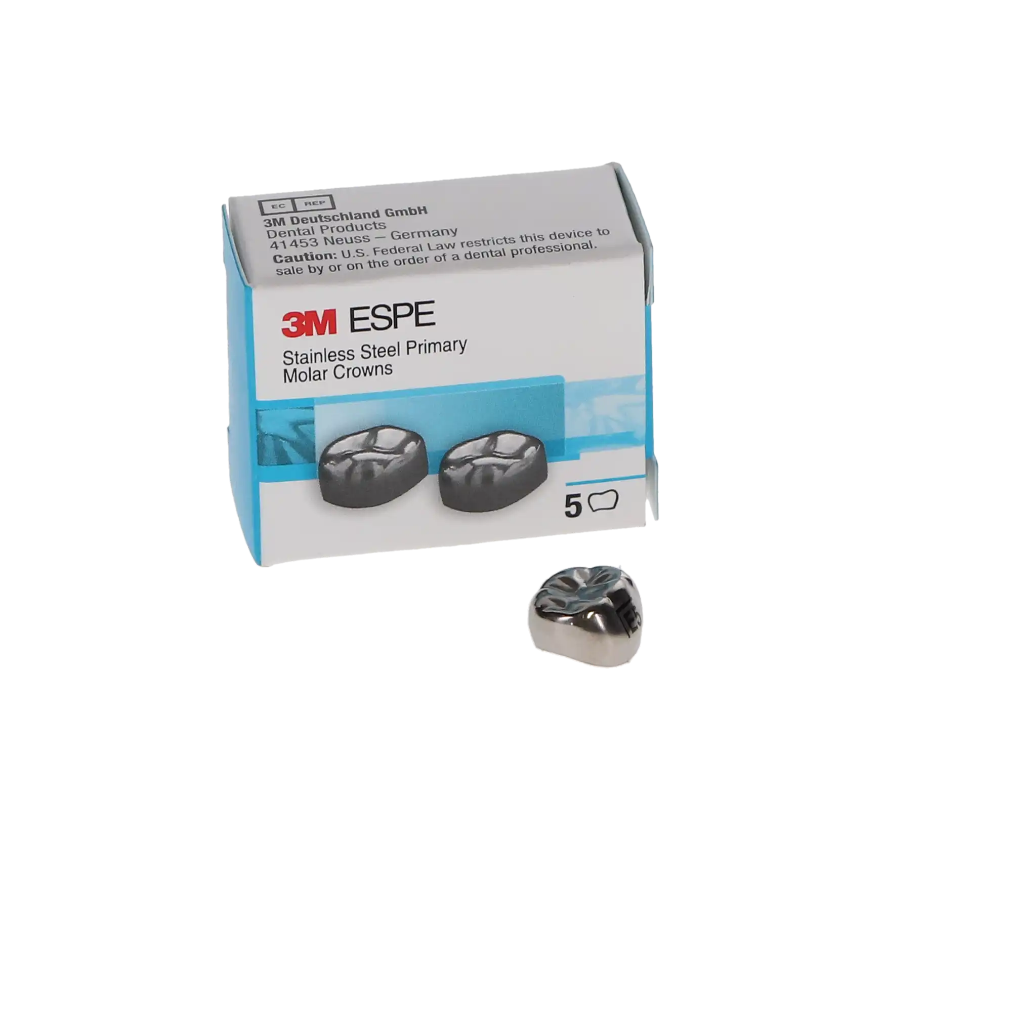 3M ESPE Stainless Steel Primary Molar Crown, Size ELL5, Lower Left Second Primary Molar, 5/Box, E-LL-5 thumbnail 4
