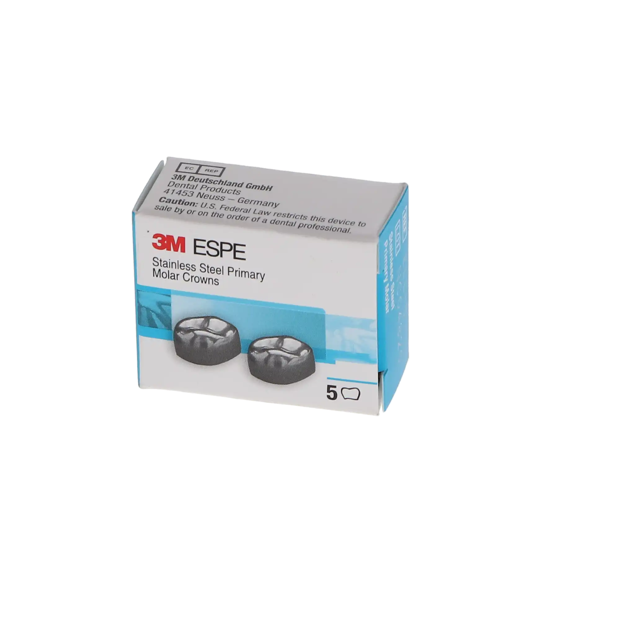 3M ESPE Stainless Steel Primary Molar Crown, Size ELL5, Lower Left Second Primary Molar, 5/Box, E-LL-5 thumbnail 5