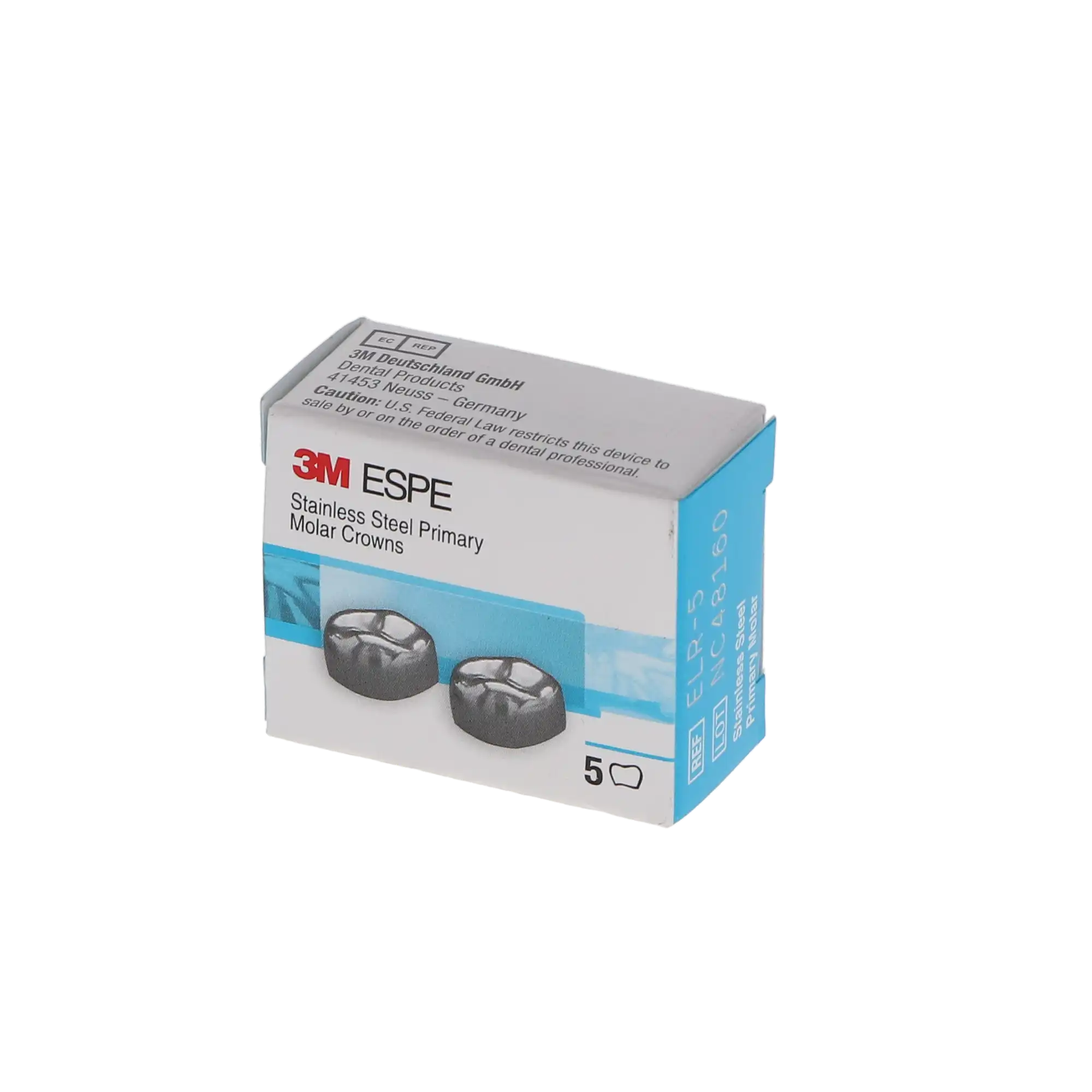 3M ESPE Stainless Steel Primary Molar Crown, Second Primary Molar, Lower Right, Size ELR5, 5/Box, E-LR-5 thumbnail 5