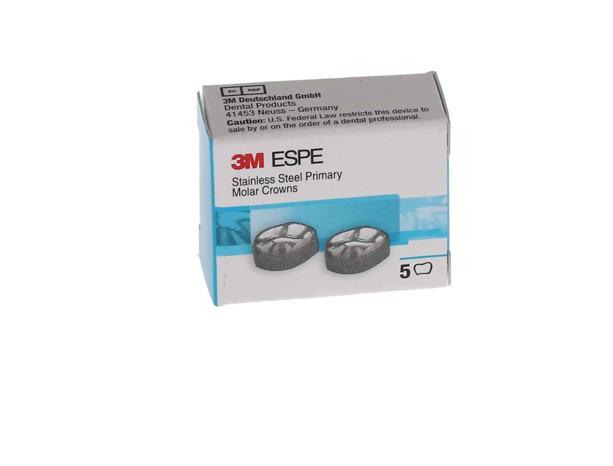 3M ESPE Stainless Steel Primary Molar Crown, Size EUL5, Upper Left Second Primary Molar, 5/Box, E-UL-5 thumbnail 5