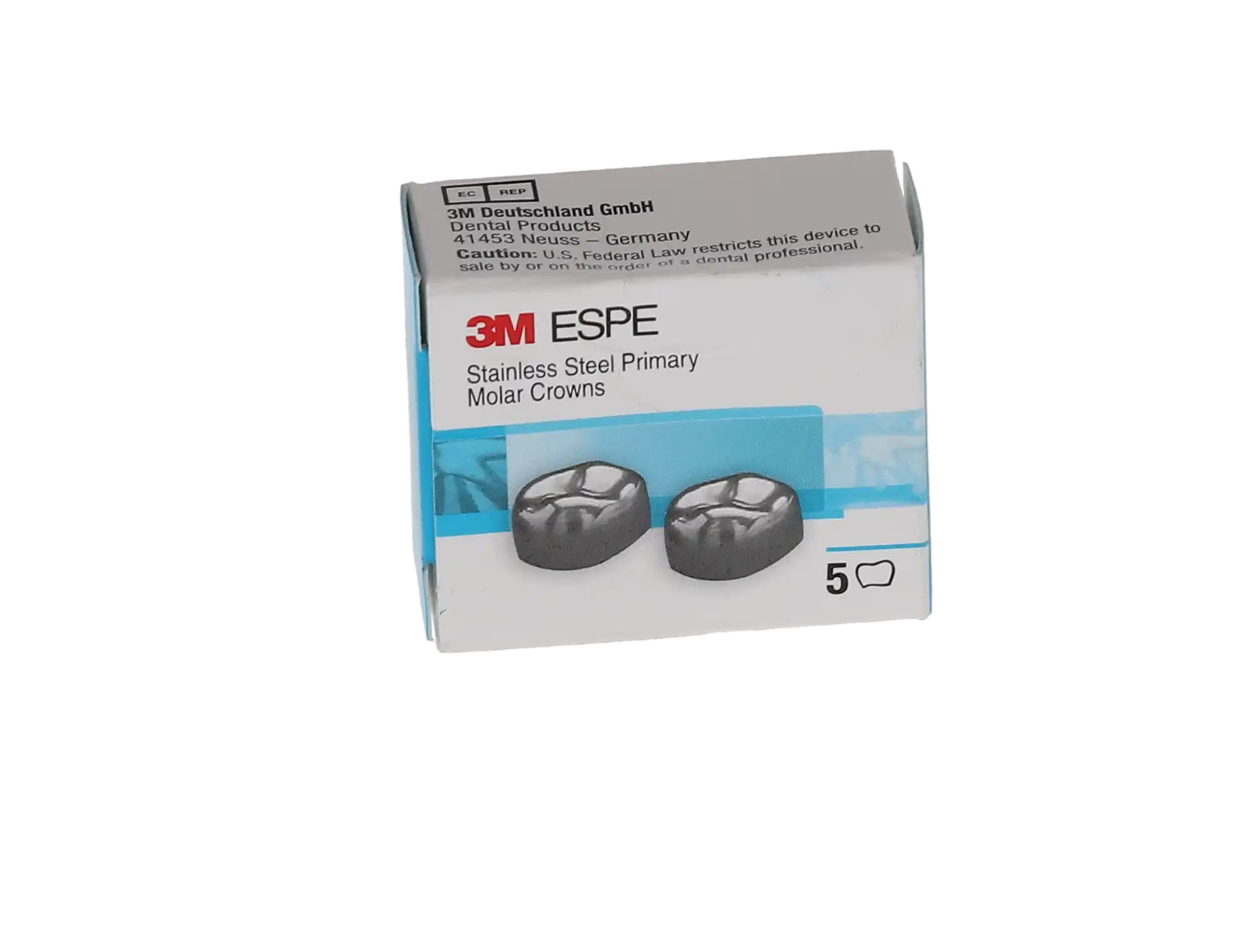 3M ESPE Stainless Steel Primary Molar Crown, Second Primary Molar, Upper Left, Size EUL6, 5/Box, E-UL-6 thumbnail 5