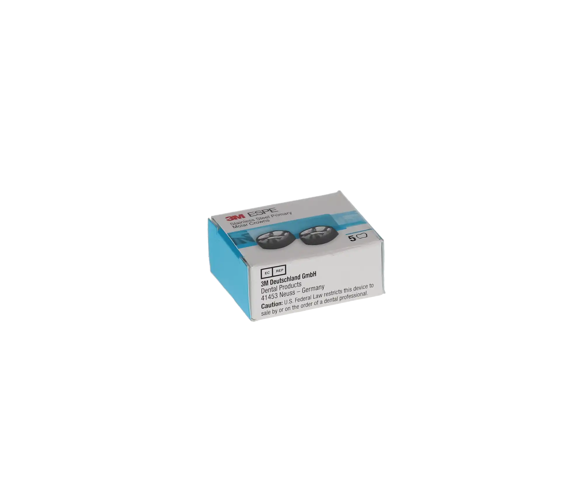 3M ESPE Stainless Steel Primary Molar Crown, EUR2, Upper Right Second Primary Molar, Size 2, 5/Box, E-UR-2 thumbnail 4