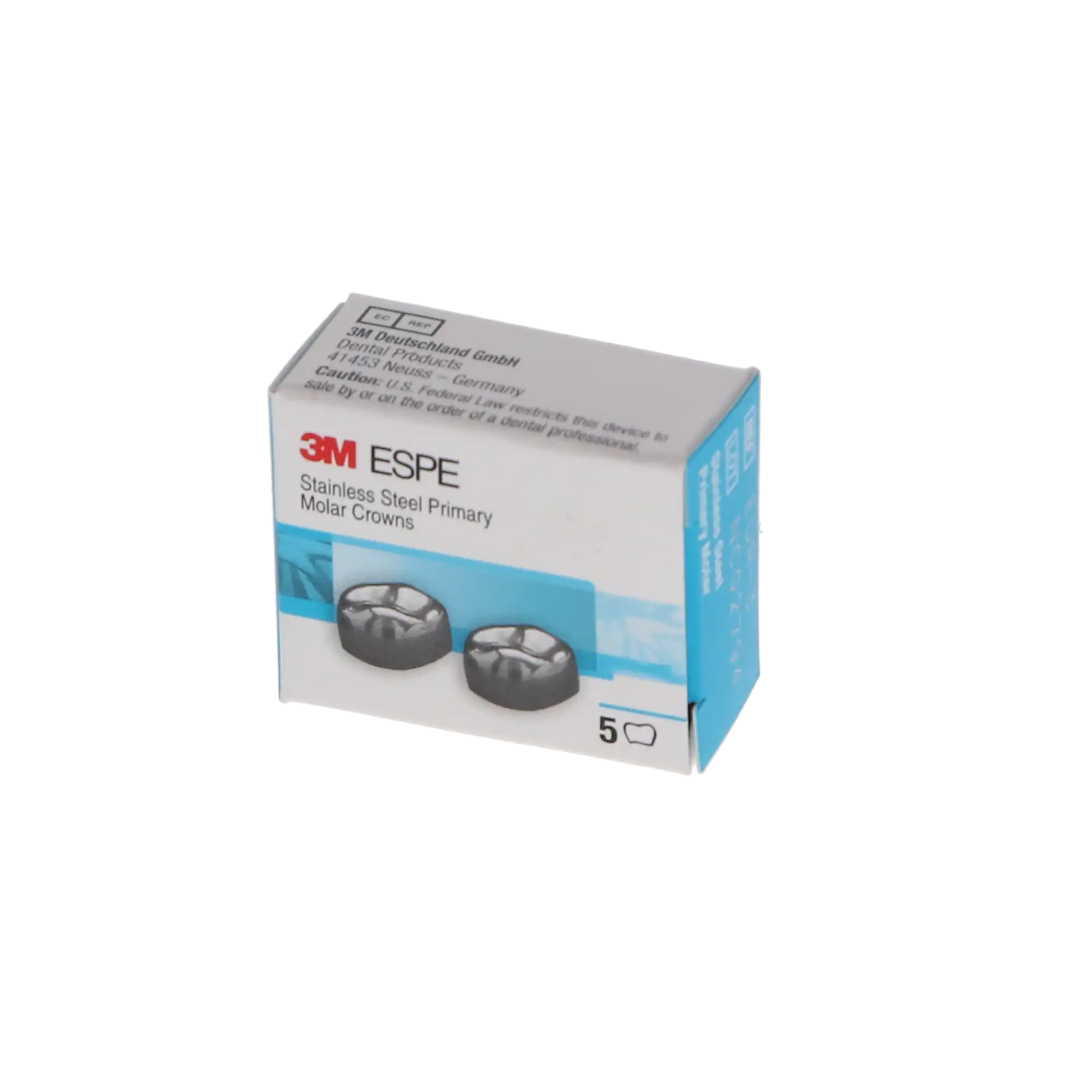 3M ESPE Stainless Steel Primary Molar Crown, Size EUR3, Upper Right Second Primary Molar, 5/Box, E-UR-3 thumbnail 5