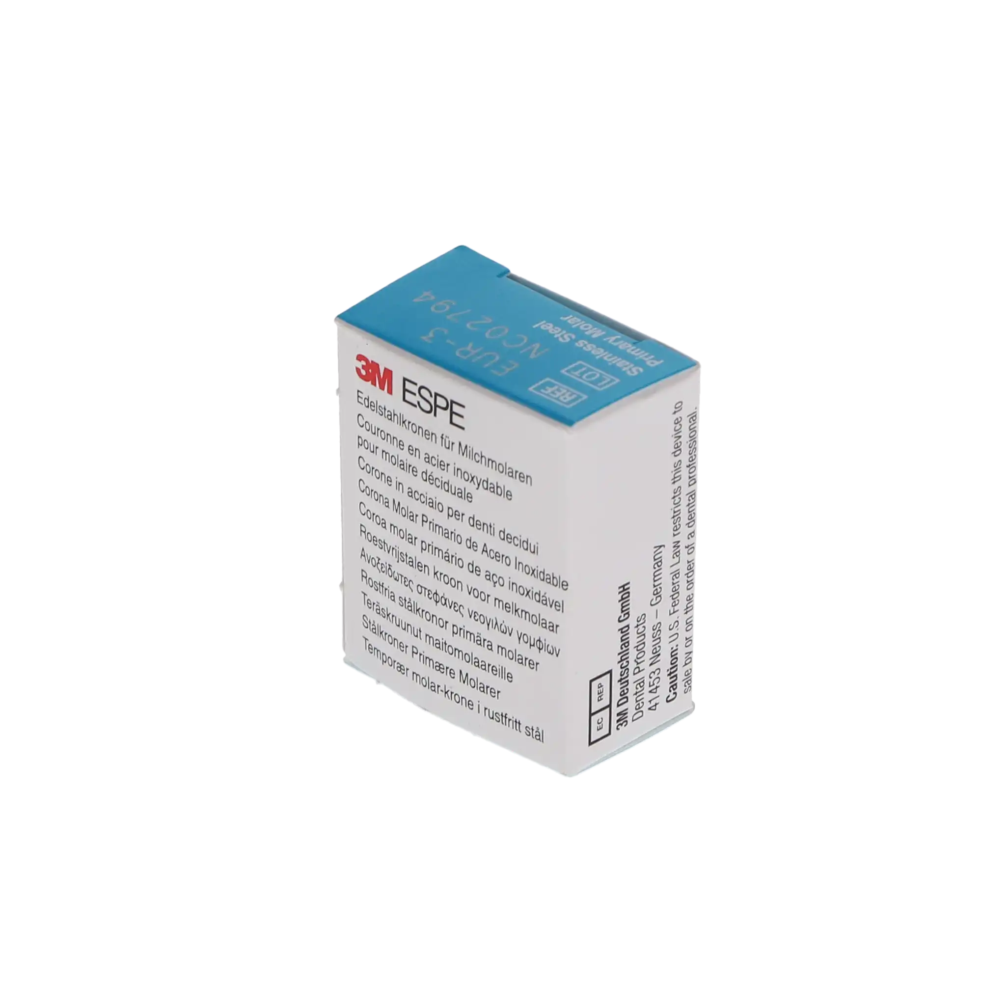 3M ESPE Stainless Steel Primary Molar Crown, Size EUR3, Upper Right Second Primary Molar, 5/Box, E-UR-3 thumbnail 6