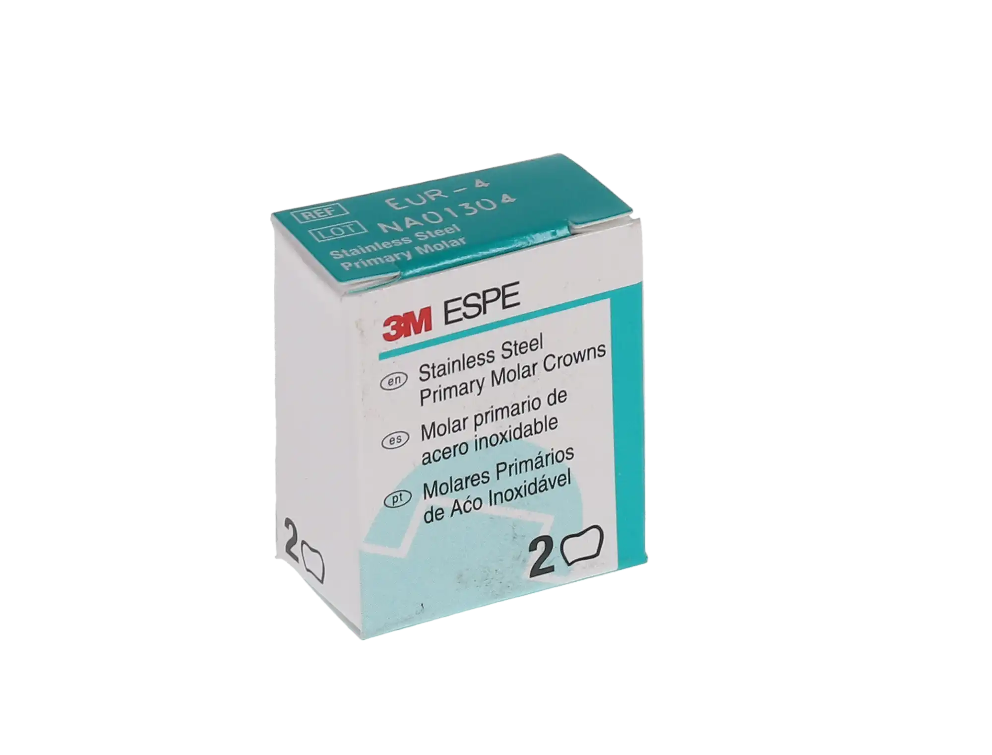 3M ESPE Stainless Steel Primary Molar Crown, Upper Right Second Primary Molar, Size EUR4, Refill Box of 5, E-UR-4 thumbnail 5