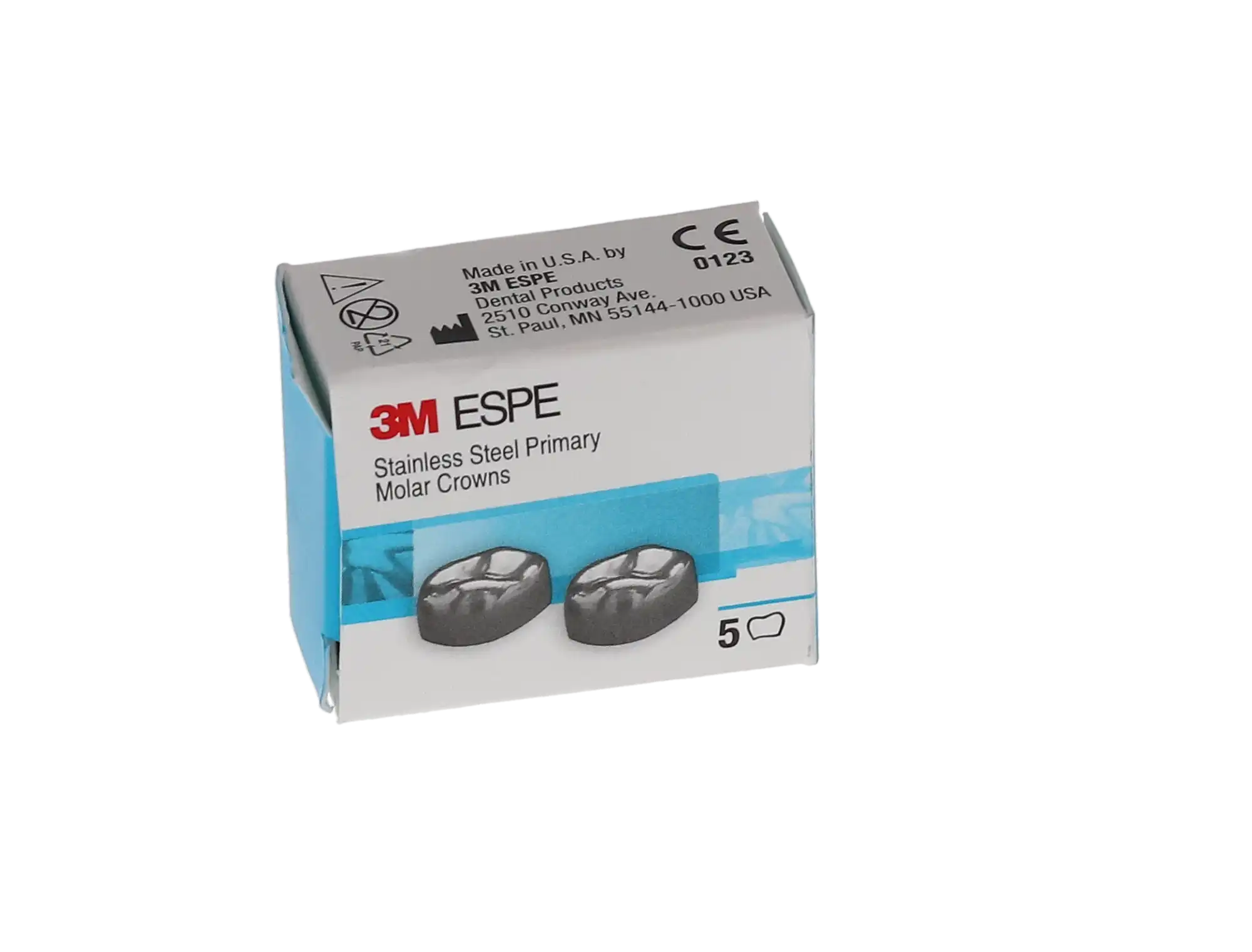 3M ESPE Stainless Steel Primary Molar Crown, EUR6, Upper Right Second Primary Molar, Refill Box of 5, E-UR-6 thumbnail 4