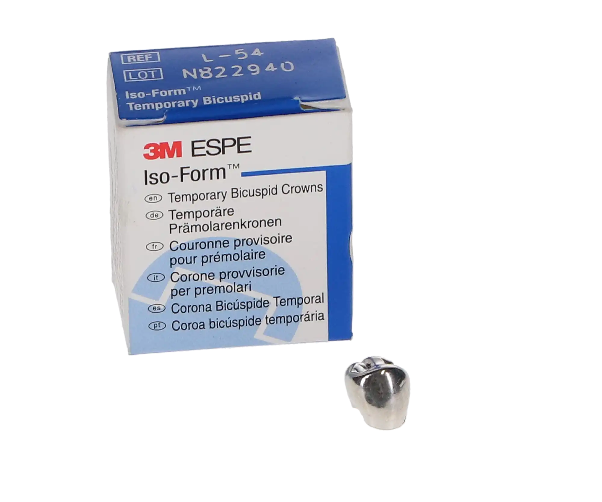 3M Iso-Form Temporary Tin-Silver Crown, Second Bicuspid, Lower Right, Size L54, 5/Box, L54 thumbnail 5