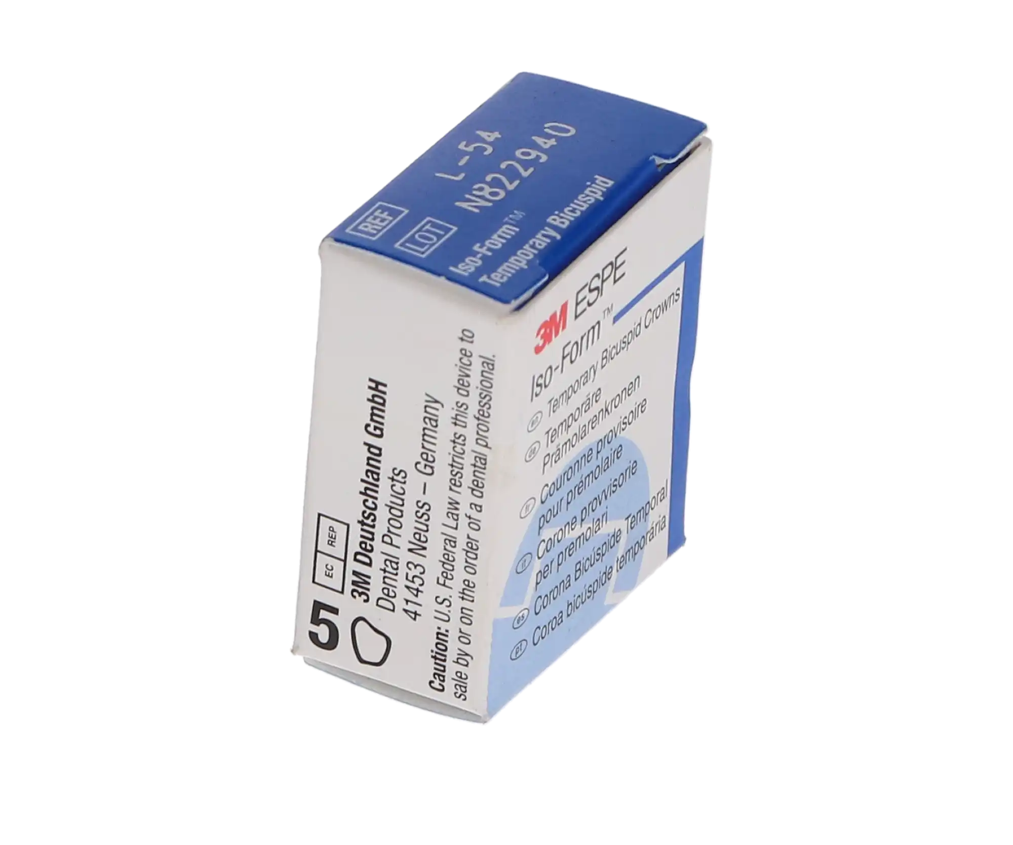 3M Iso-Form Temporary Tin-Silver Crown, Second Bicuspid, Lower Right, Size L54, 5/Box, L54 thumbnail 7