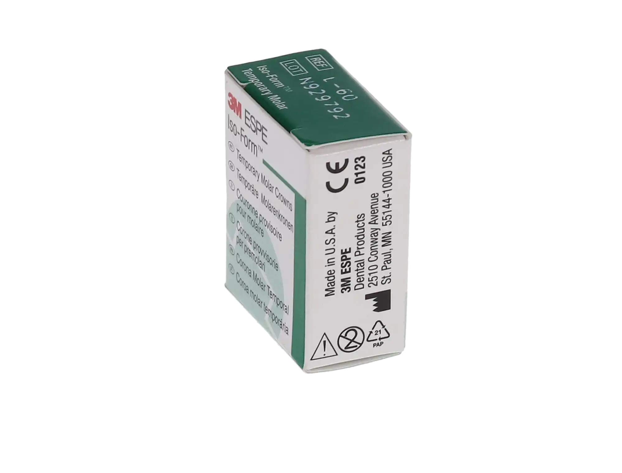 3M Iso-Form Temporary Tin-Silver Molar Crowns, Lower Right First Molar, Size L60, 5/Box, L60 thumbnail 6