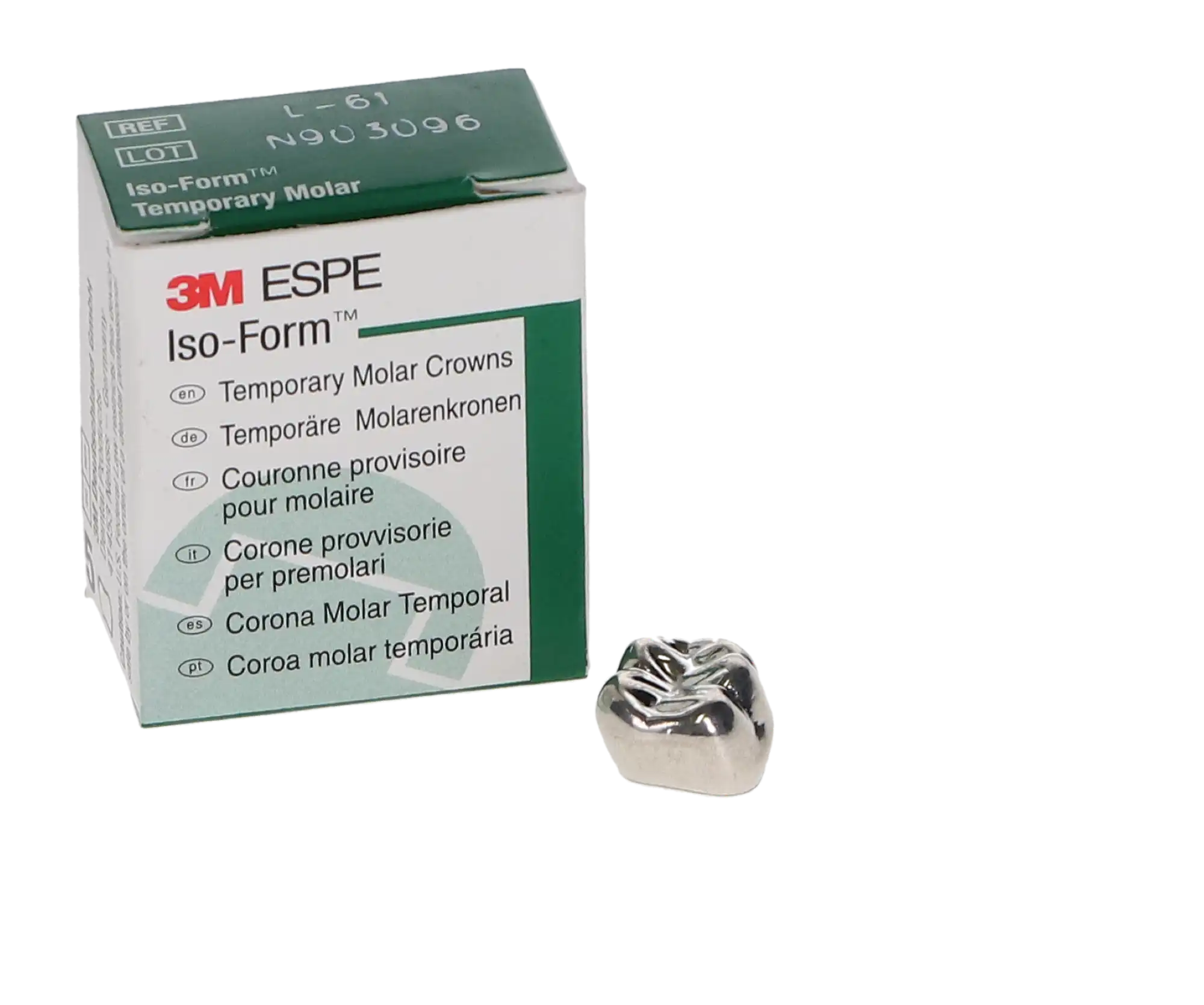 3M Iso-Form Temporary Tin-Silver Molar Crown, Lower Left First Molar, Size L61, 5/Box, L61 thumbnail 3
