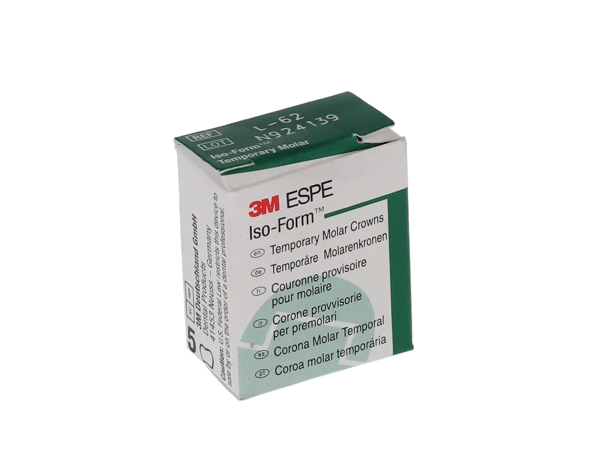 3M Iso-Form Temporary Tin-Silver Molar Crowns, Lower Right First Molar, Size L62, 5/Box, L62 thumbnail 4