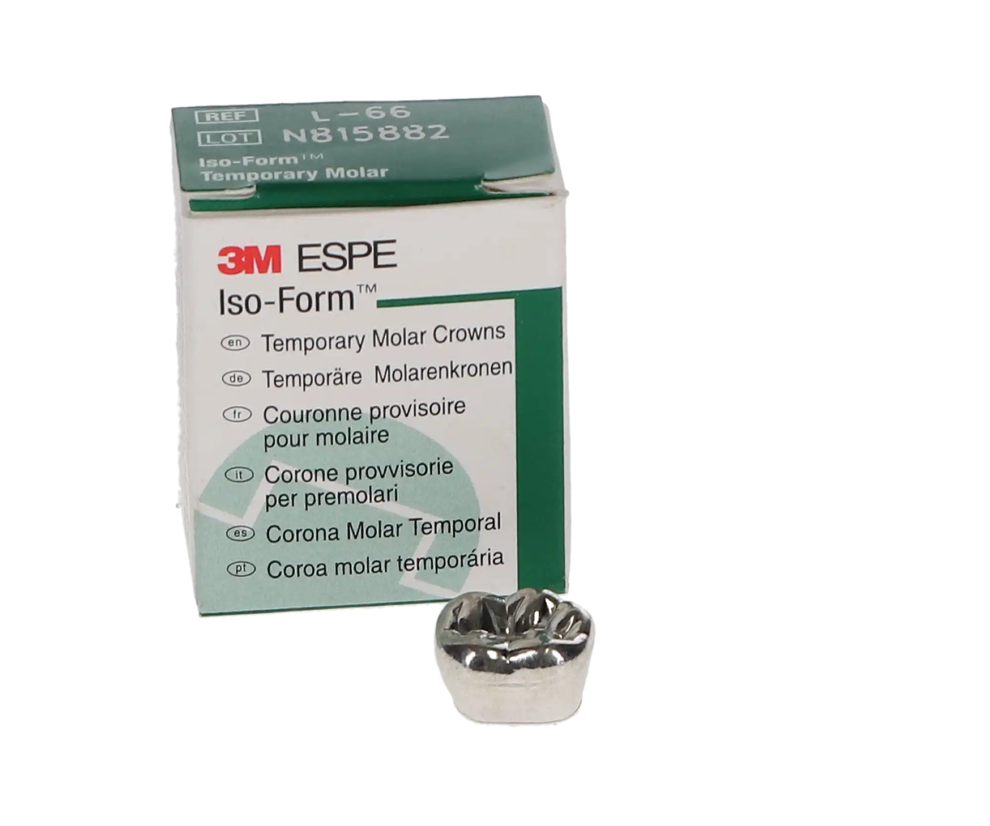 3M Iso-Form Temporary Tin-Silver Molar Crowns, Lower Right First Molar, Size L66, 5/Box, L66 thumbnail 4