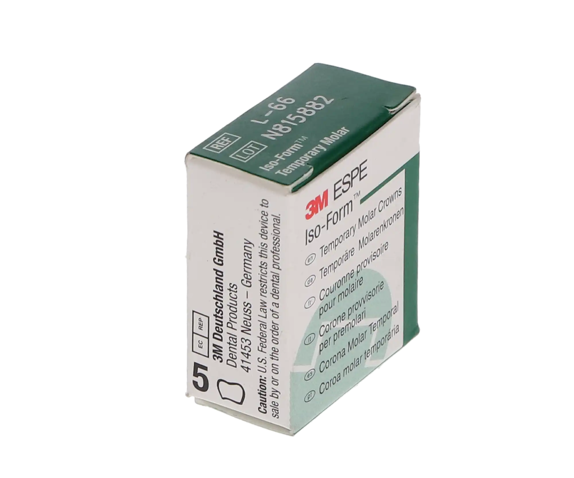 3M Iso-Form Temporary Tin-Silver Molar Crowns, Lower Right First Molar, Size L66, 5/Box, L66 thumbnail 6