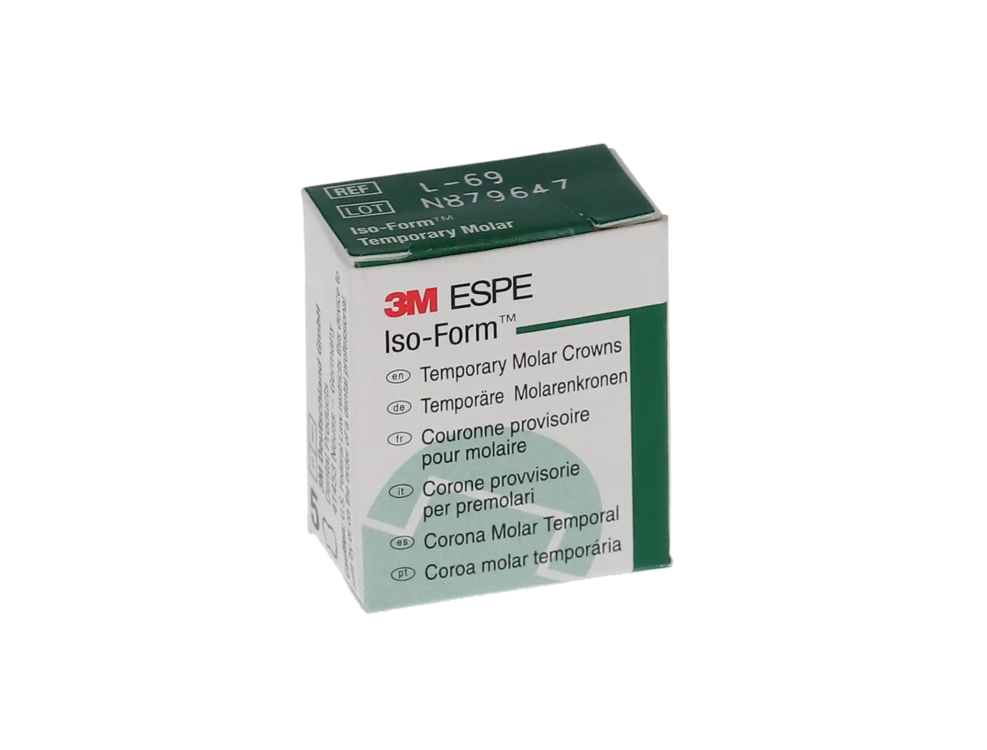 3M Iso-Form Temporary Tin-Silver Molar Crowns, Lower Left First Molar, Size L69, 5/Box thumbnail 4
