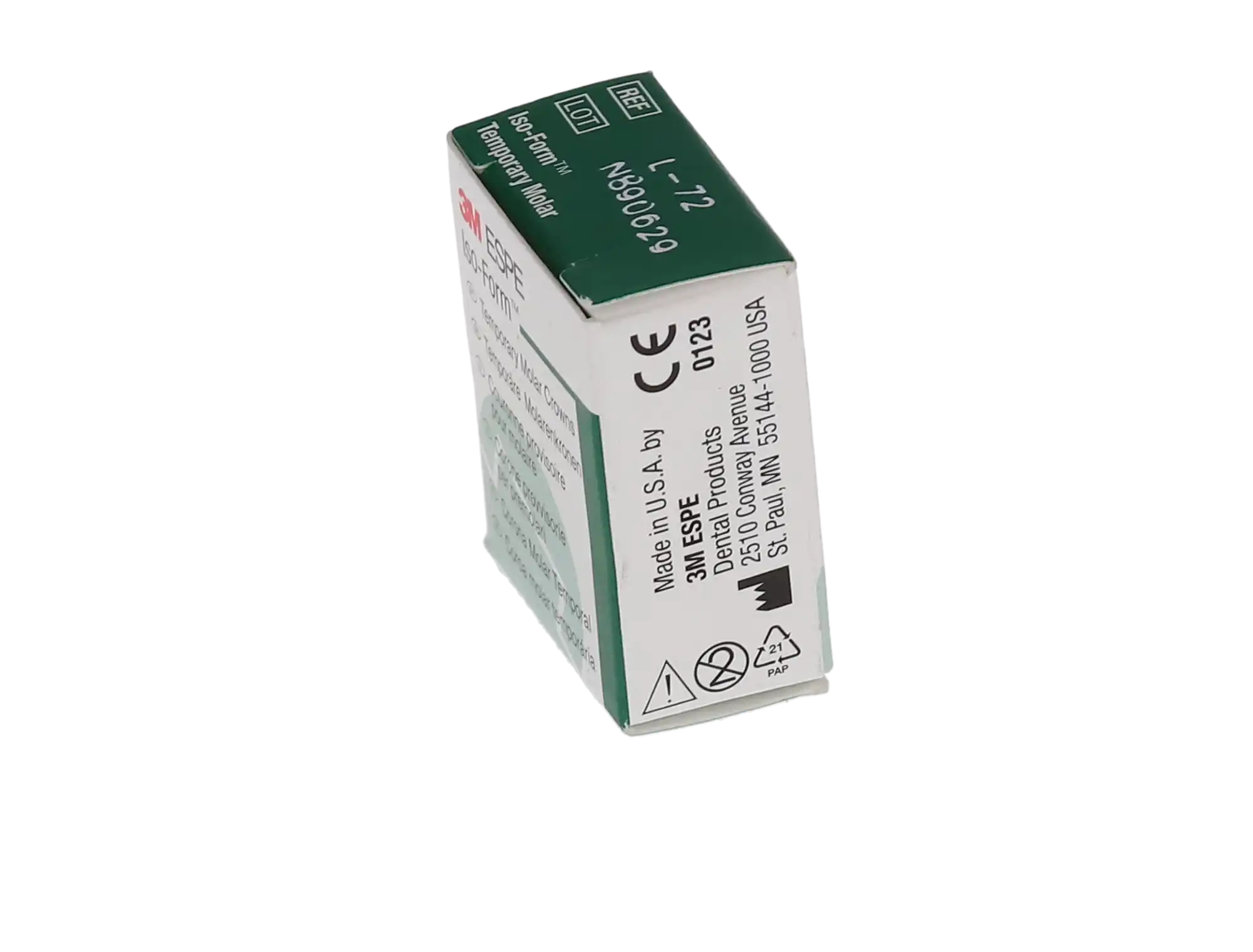 3M Iso-Form Temporary Tin-Silver Molar Crowns, Lower Right Second Molar, Size L72, 5/Box, L72 thumbnail 4