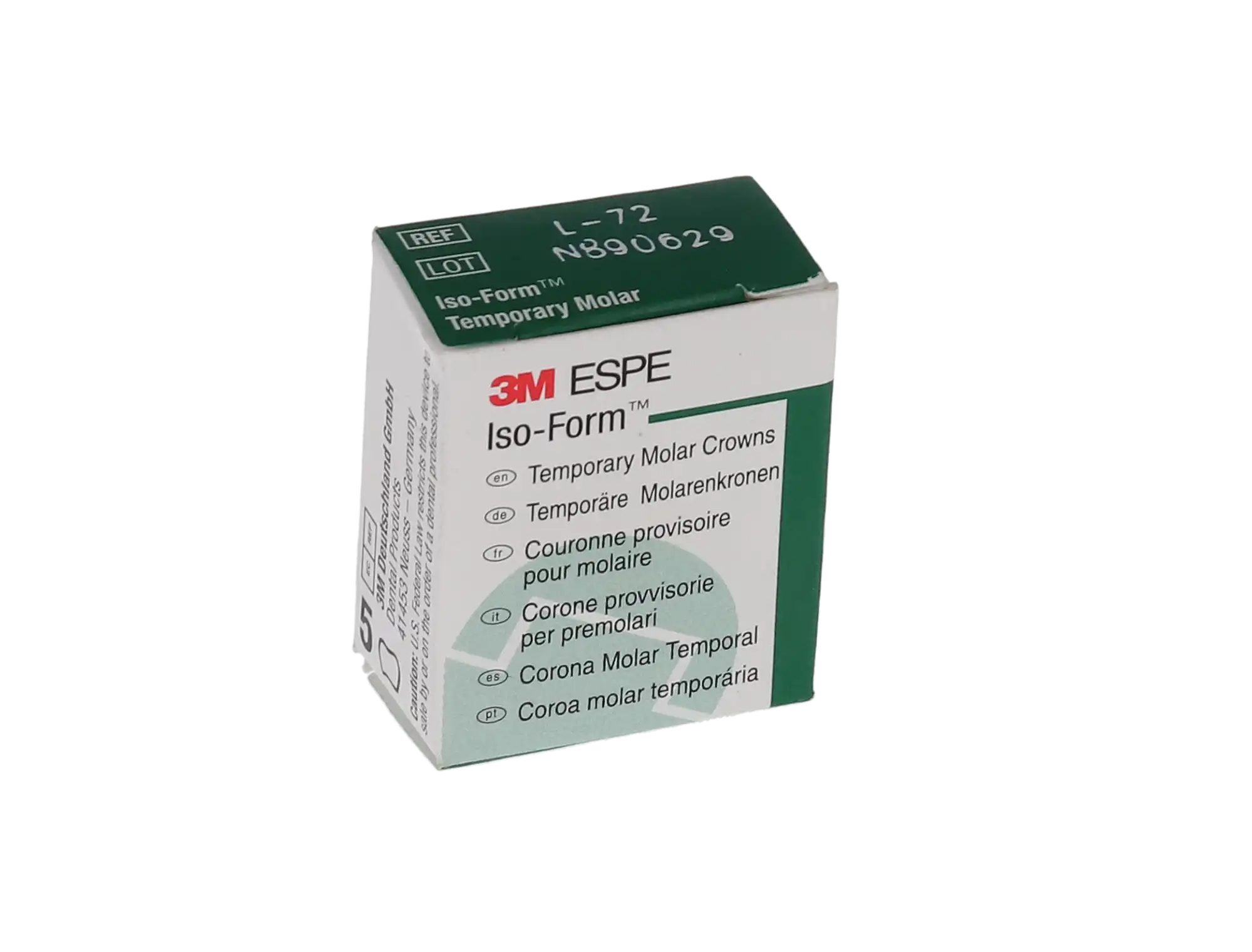 3M Iso-Form Temporary Tin-Silver Molar Crowns, Lower Right Second Molar, Size L72, 5/Box, L72 thumbnail 5