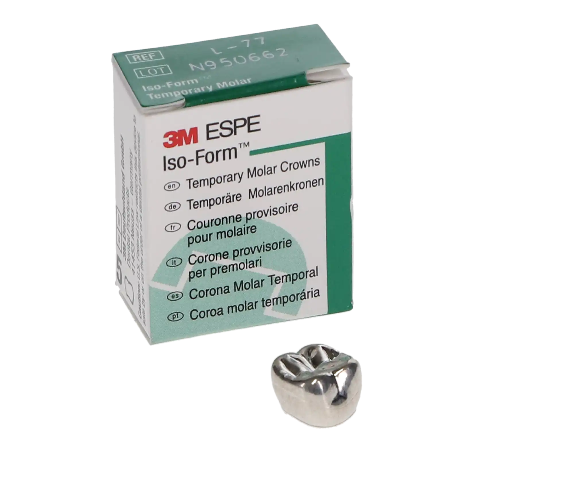 3M Iso-Form Temporary Tin-Silver Molar Crowns, Lower Left Second Molar, Size L77, 5/Box, L77 thumbnail 4