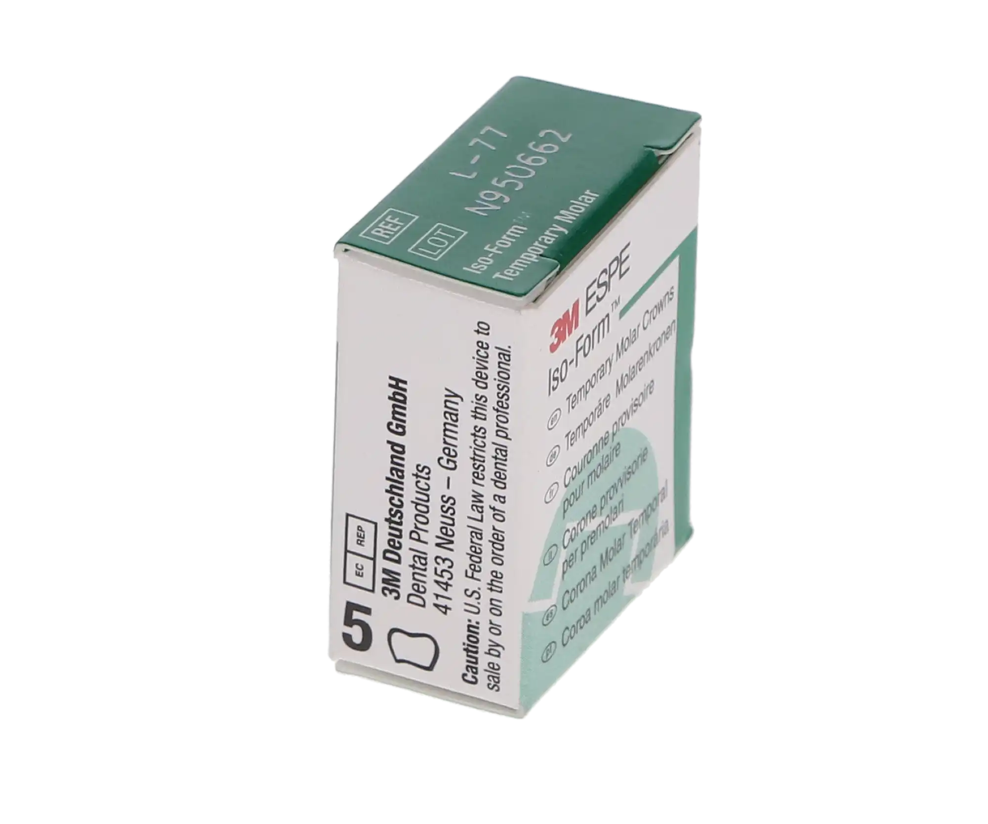3M Iso-Form Temporary Tin-Silver Molar Crowns, Lower Left Second Molar, Size L77, 5/Box, L77 thumbnail 5