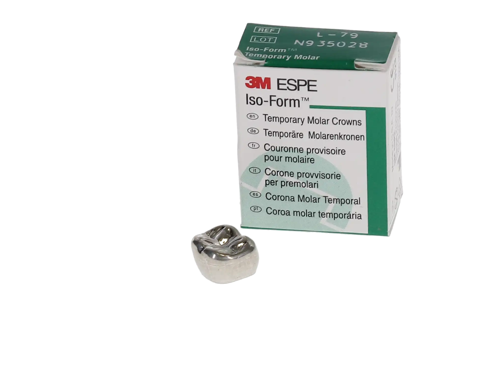 3M Iso-Form Temporary Tin-Silver Molar Crowns, Lower Left Second Molar, Size L79, 5/Box, L79 thumbnail 3