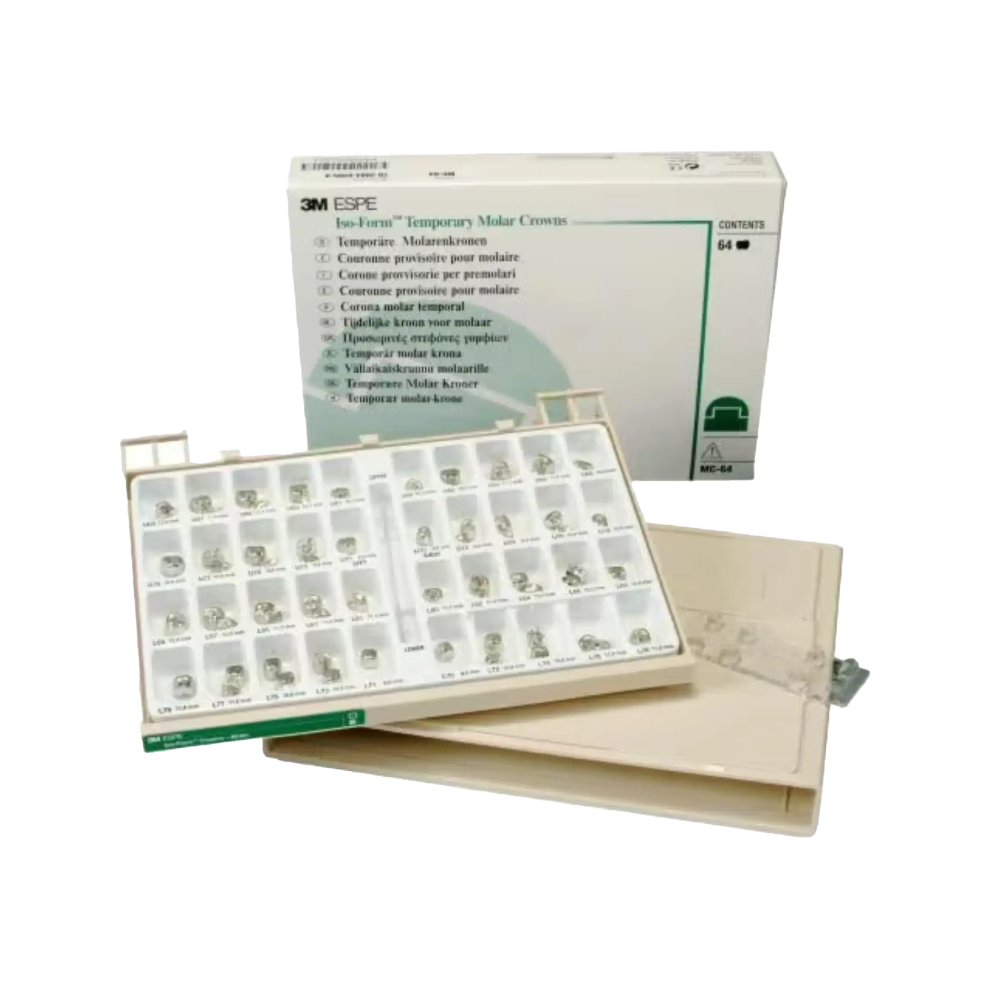 3M Iso-Form Temporary Molar Crowns, Tin-Silver Alloy, Assorted Kit, 64 Crowns, MC-64 thumbnail 2