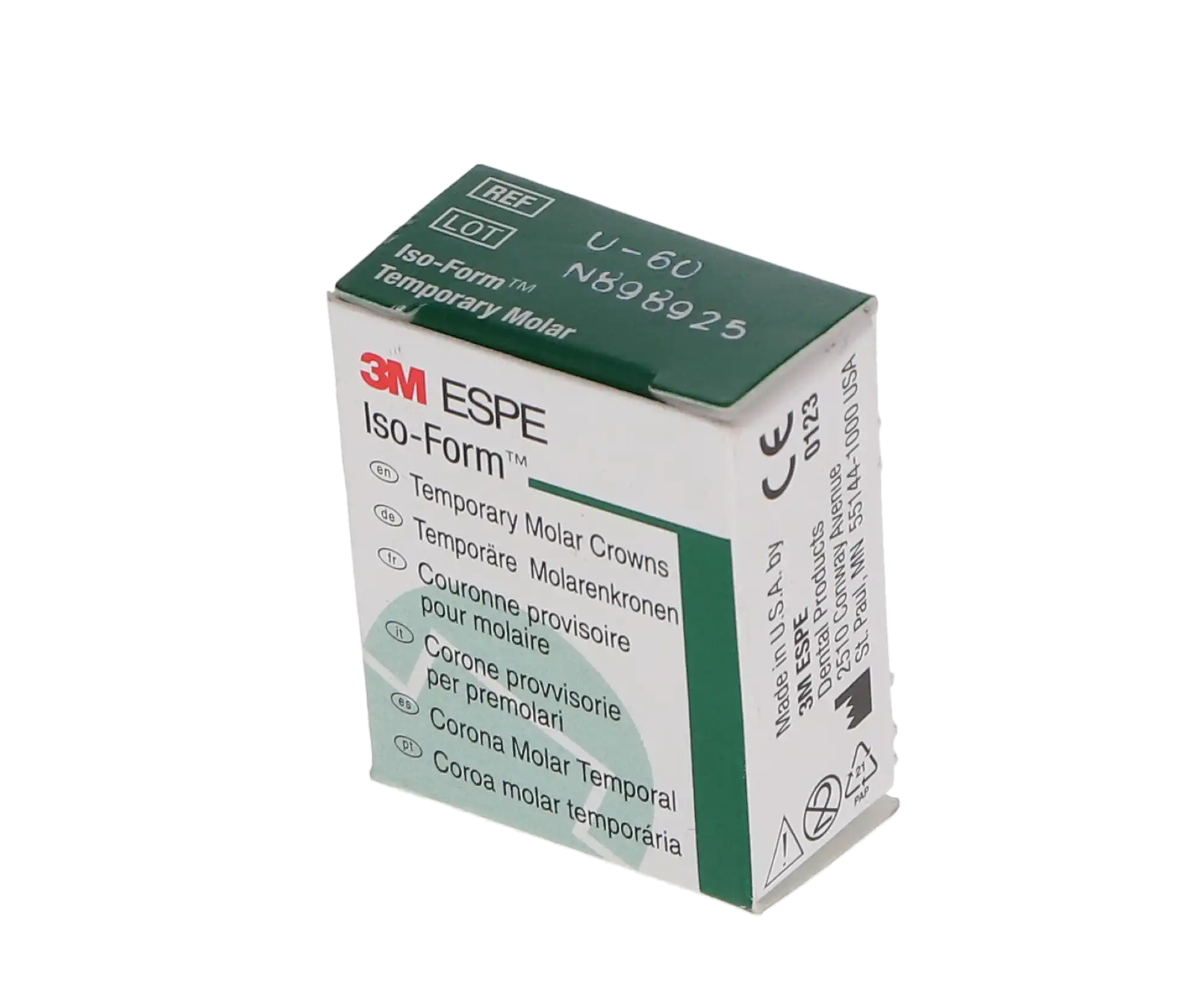 3M Iso-Form Temporary Molar Crowns, Tin-Silver Alloy, Upper Right First Molar, Size U60, 5/Box thumbnail 4