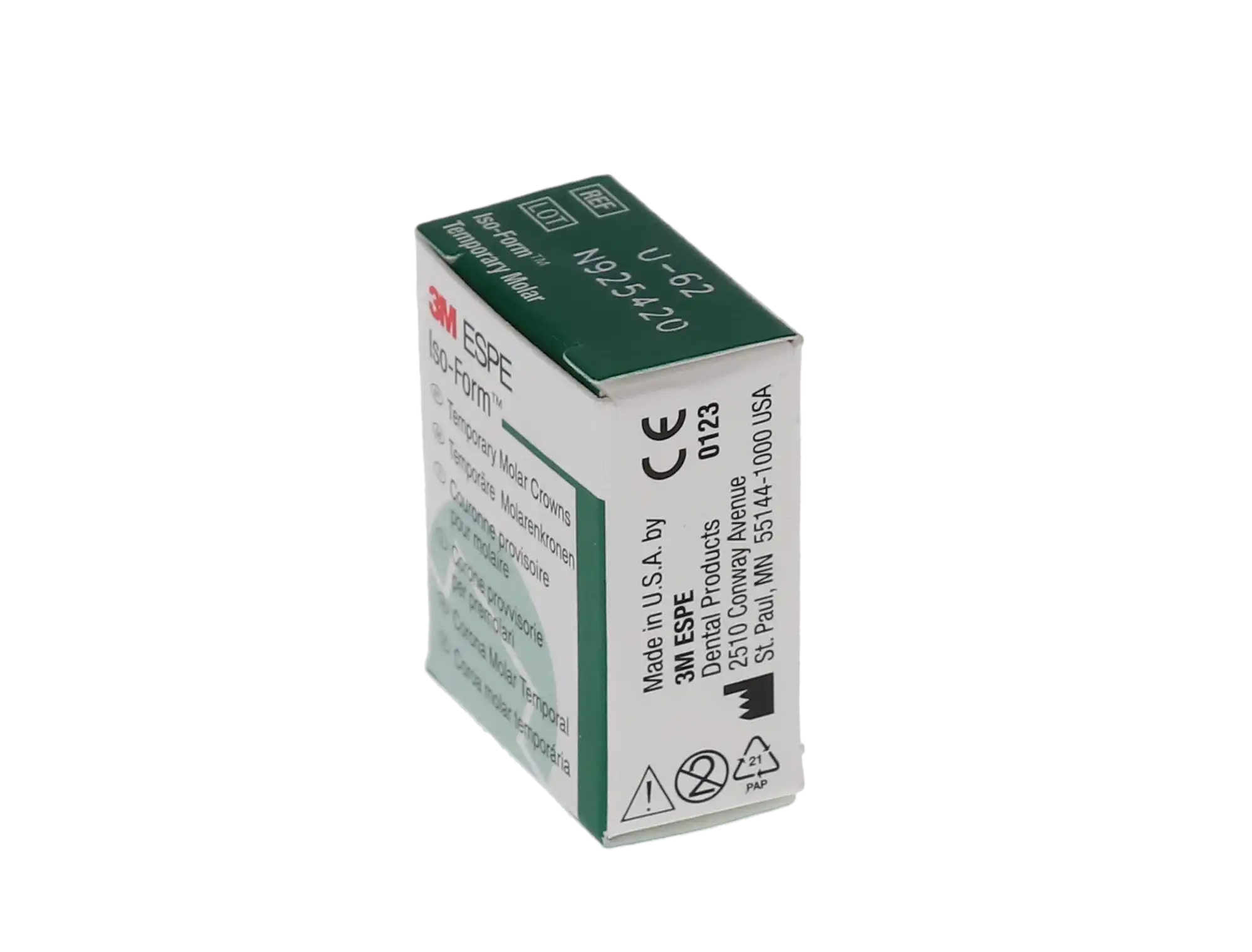 3M Iso-Form Temporary Tin-Silver Molar Crown, Upper Right First Molar, Size U62, 5/Box, U62 thumbnail 4