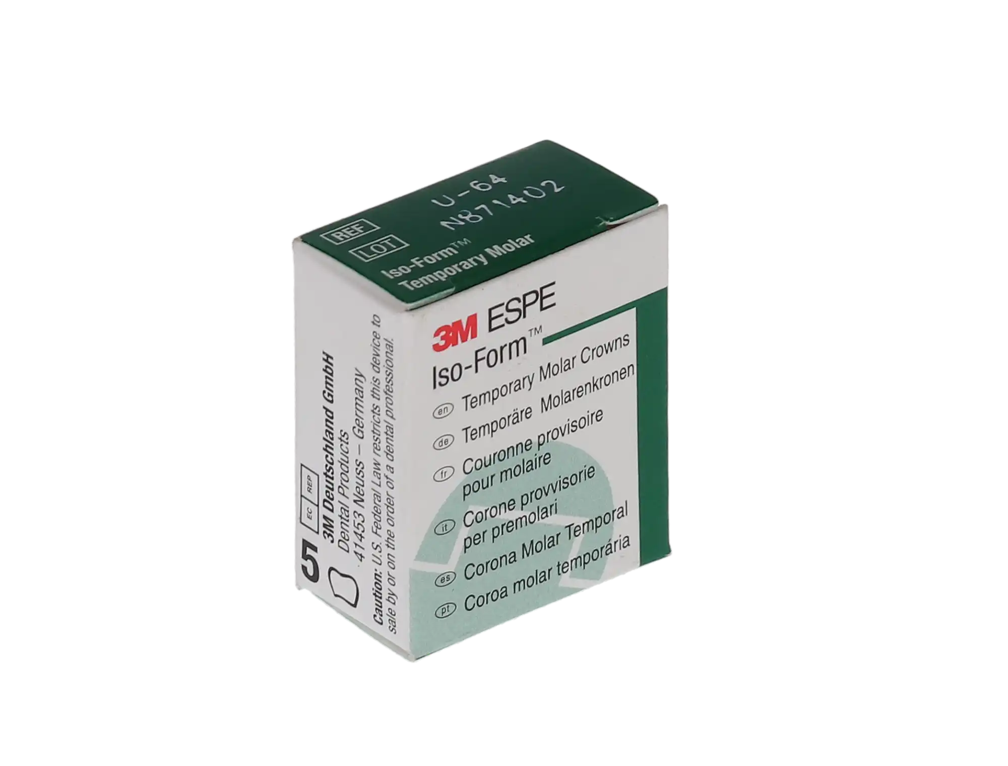3M Iso-Form Temporary Tin-Silver Molar Crowns, Upper Right First Molar, Size U64, 5/Box, U64 thumbnail 5