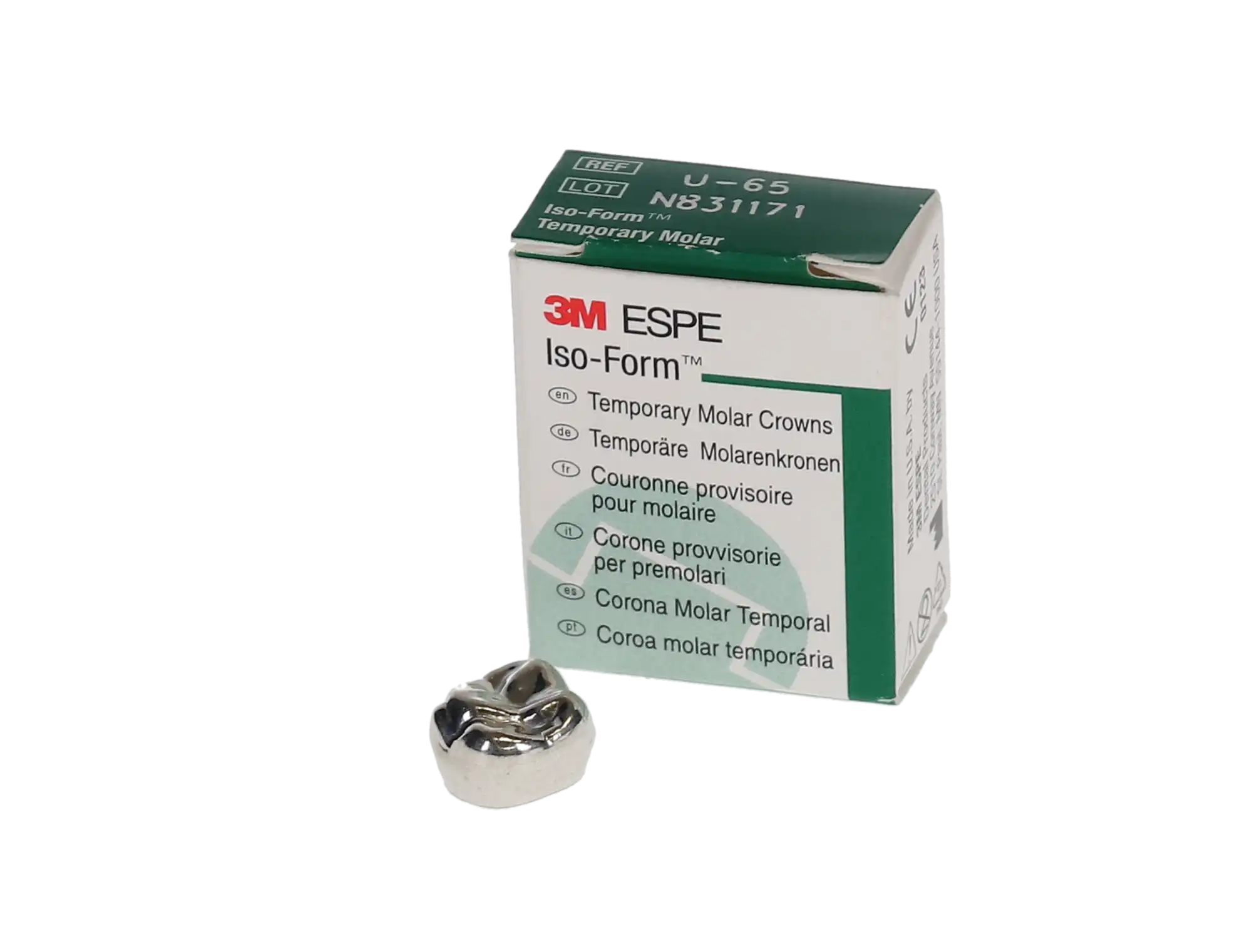 3M Iso-Form Temporary Tin-Silver Molar Crowns, Upper Left First Molar, Size U65, 5/Box, U65 thumbnail 3
