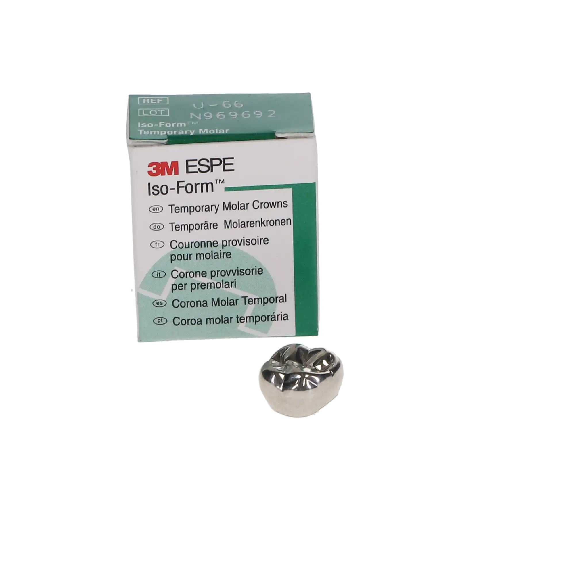 3M Iso-Form Temporary Molar Crowns, Tin-Silver Alloy, Upper Right First Molar, Size U66, 5/Box, U66 thumbnail 3