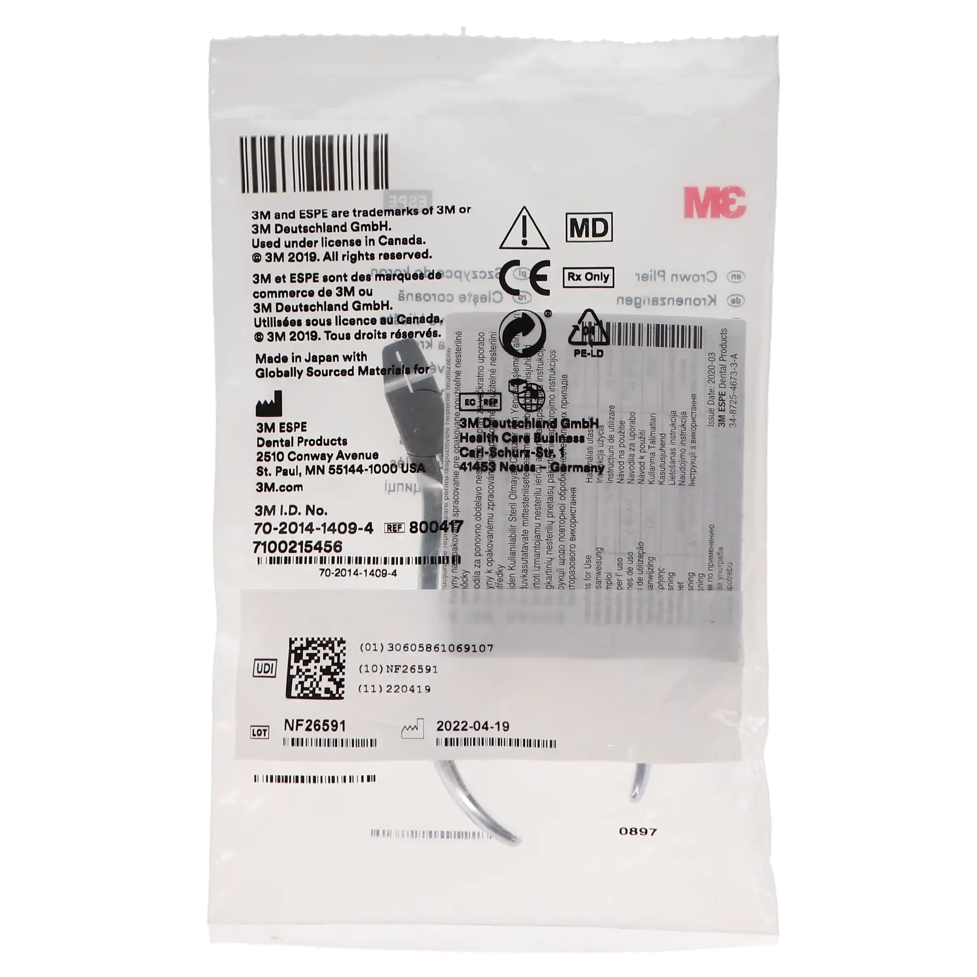 3M ESPE Crown Crimping Pliers, Standard/Regular, 800417, 1/Pk thumbnail 5