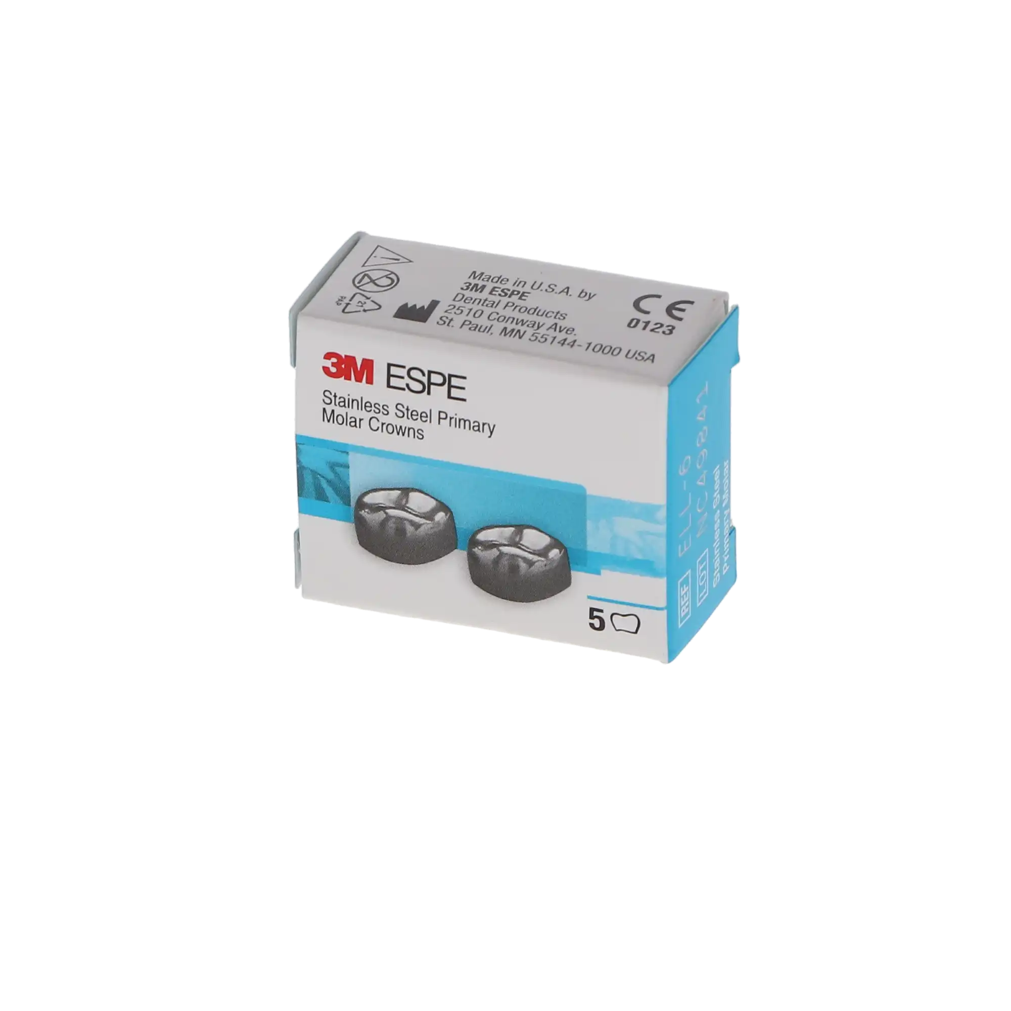 3M ESPE Stainless Steel Primary Molar Crown, Second Primary Molar, Lower Left, Size ELL6, 5/Box, E-LL-6 thumbnail 5