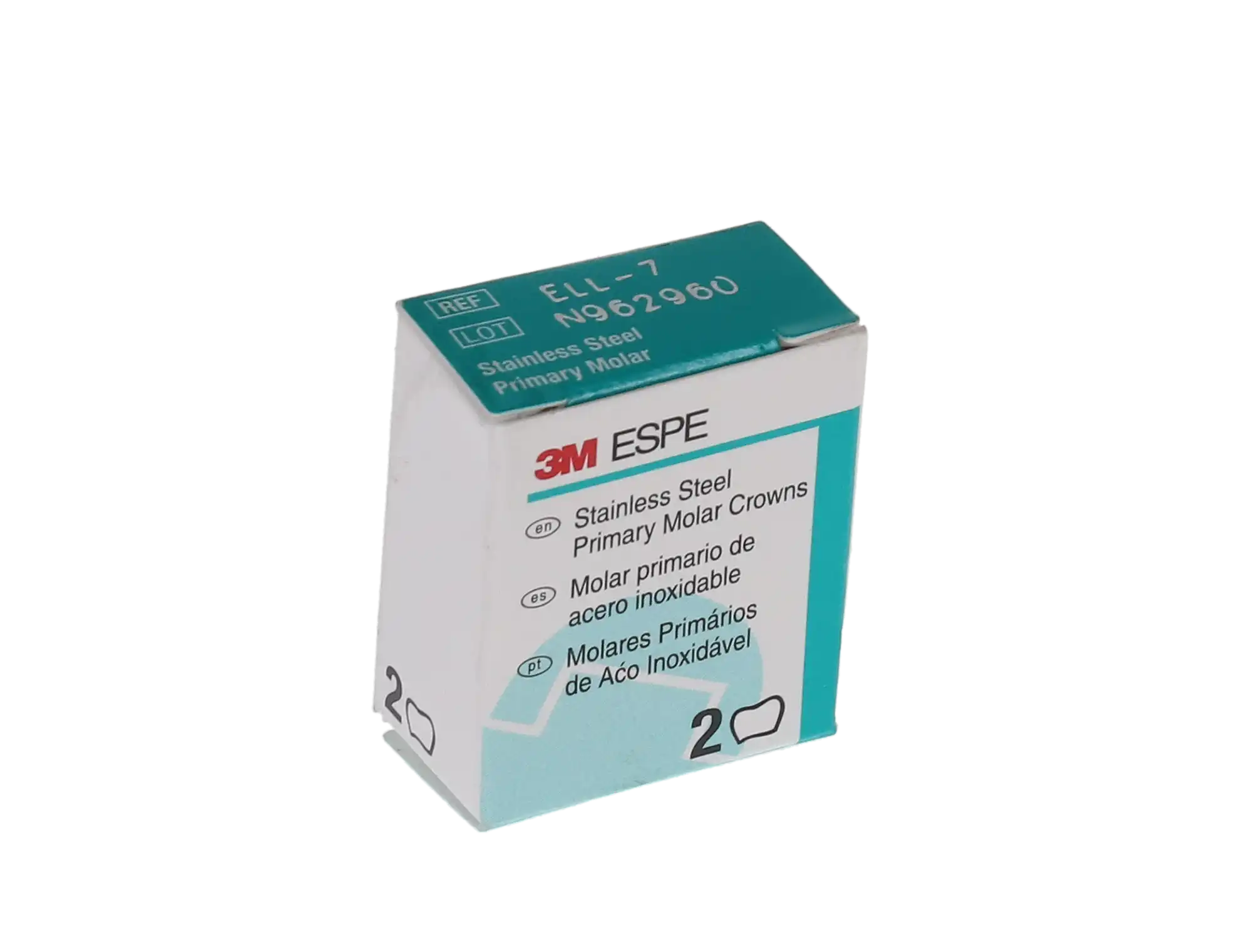 3M ESPE Stainless Steel Primary Molar Crown, Second Primary Molar, Lower Left, Size ELL7, Refill Box of 5, E-LL-7 thumbnail 6