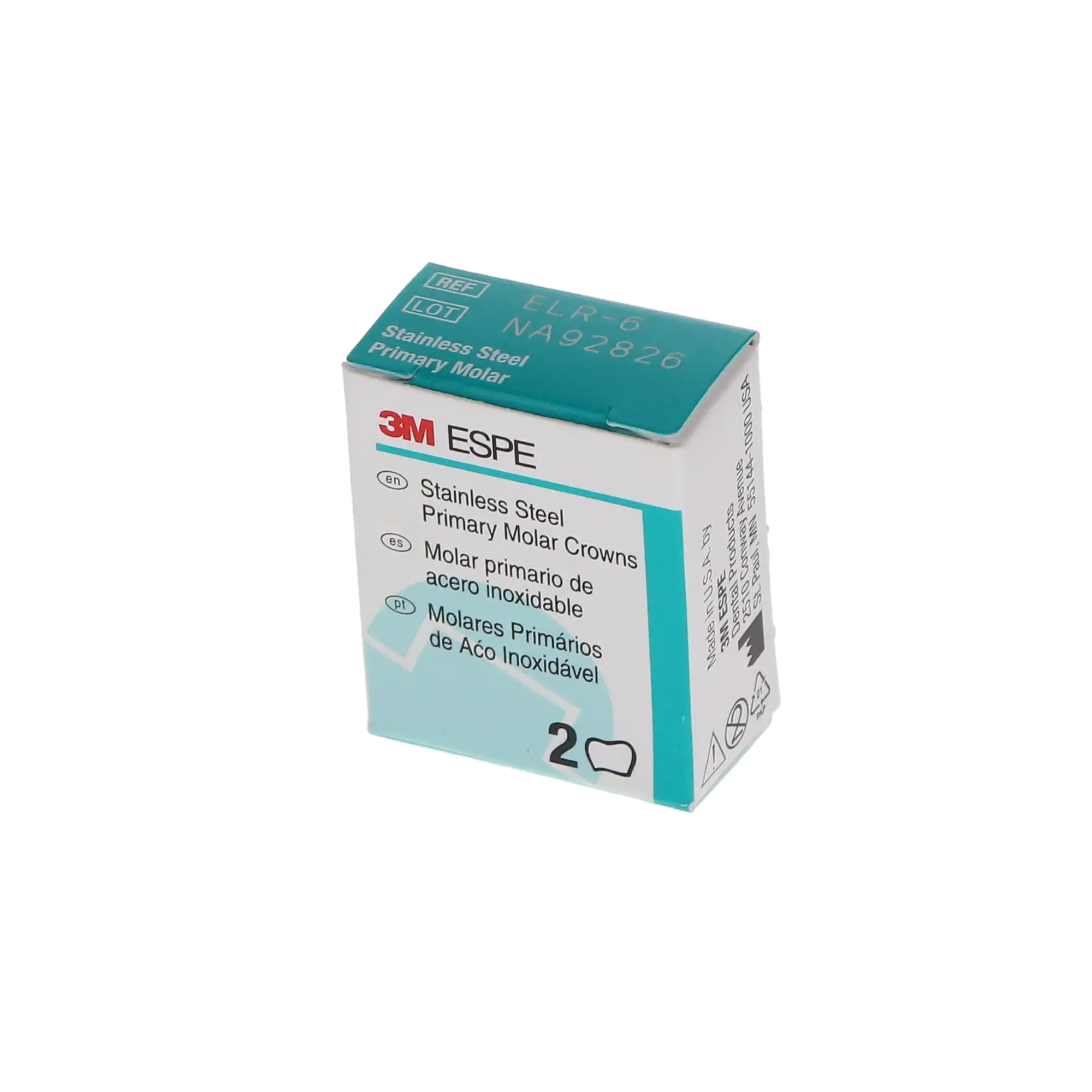 3M ESPE Stainless Steel Primary Molar Crown, Size ELR6, Lower Right Second Primary Molar, Refill Box of 5, E-LR-6 thumbnail 4