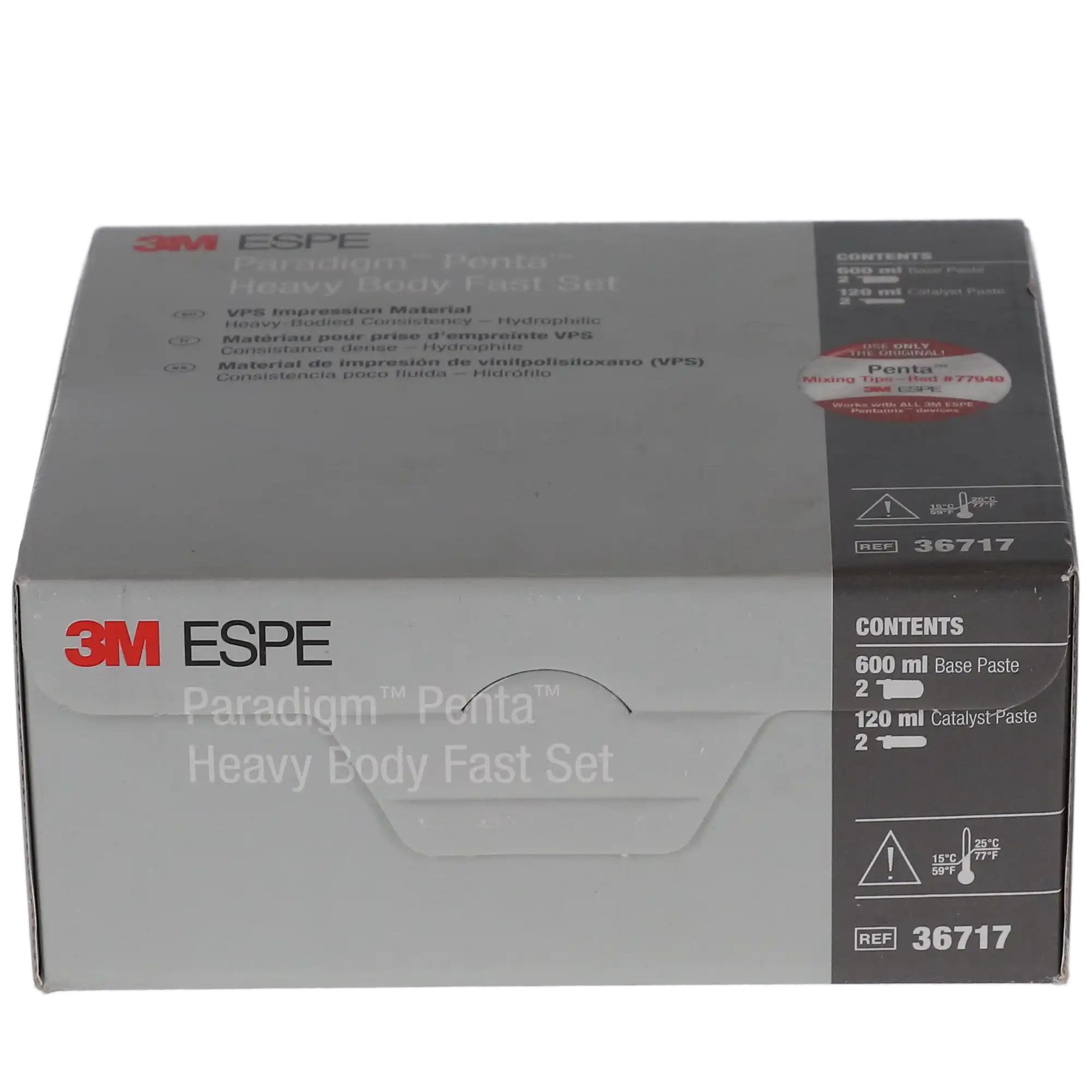Solventum (3M) Paradigm Penta VPS Impression Material, Heavy Body, Fast Set, Refill, 2 x 300 ml Base + 2 x 60 ml Catalyst, 36717 thumbnail 6