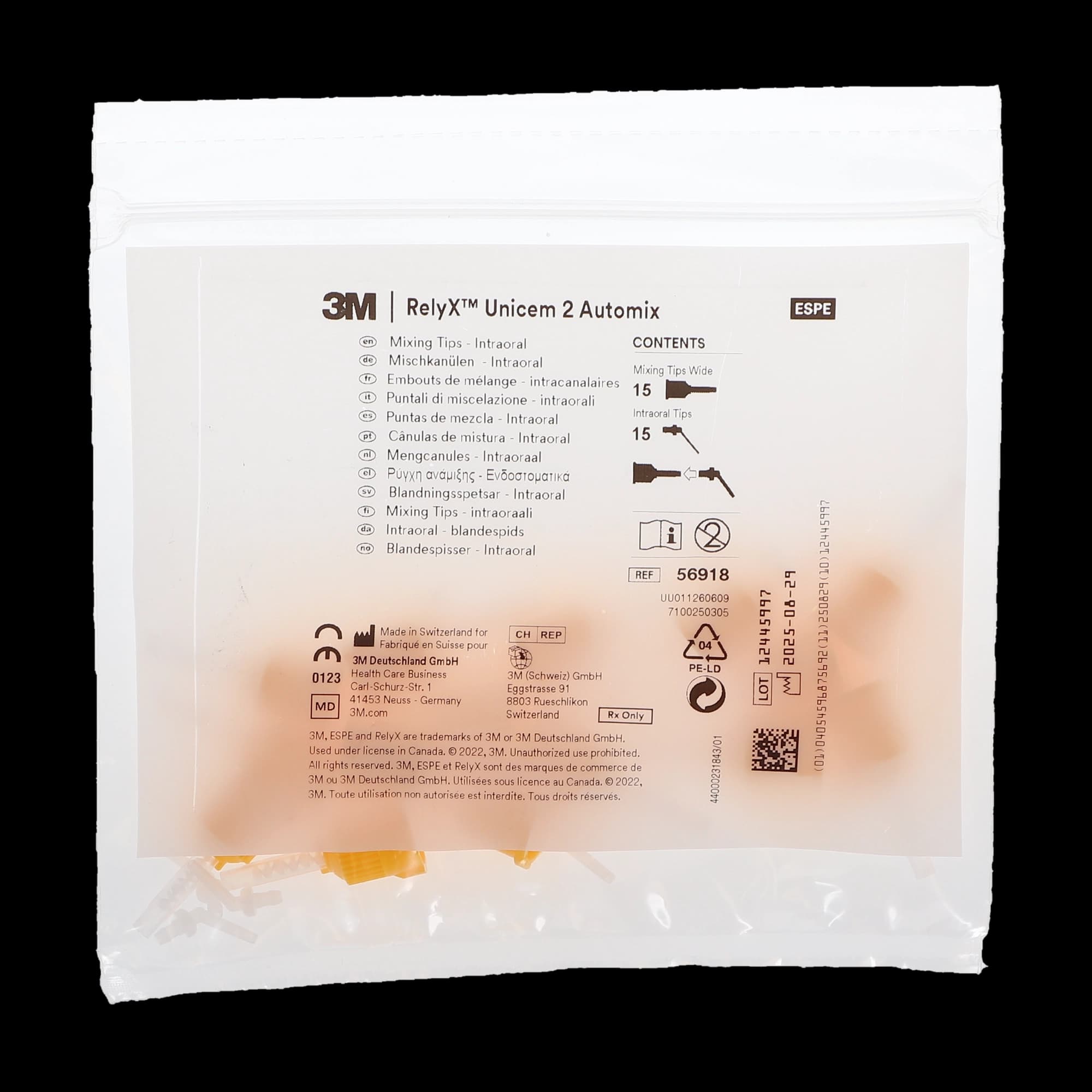RelyX Unicem 2 Automix Mixing Tips, Wide and Intra-Oral, Yellow, 15 Wide + 15 Intra-Oral/Pk, 56918 thumbnail 8
