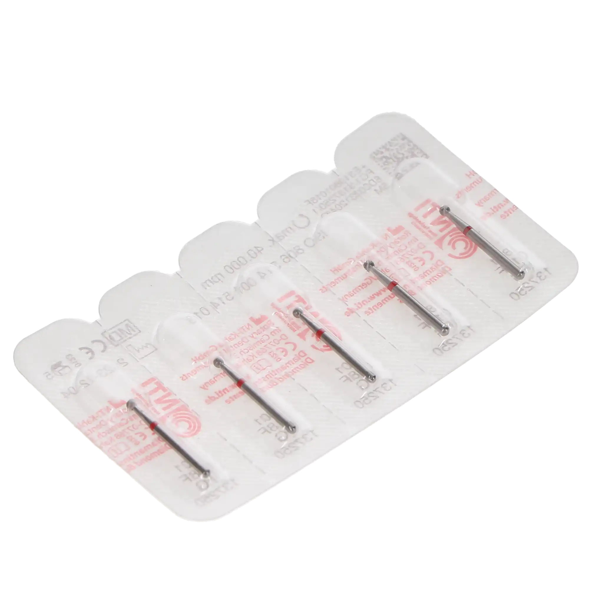 NTI Diamond Bur, FG, Round, #801, 1.8 mm, Fine Grit, Red, 5/Pk, F801-018 thumbnail 5