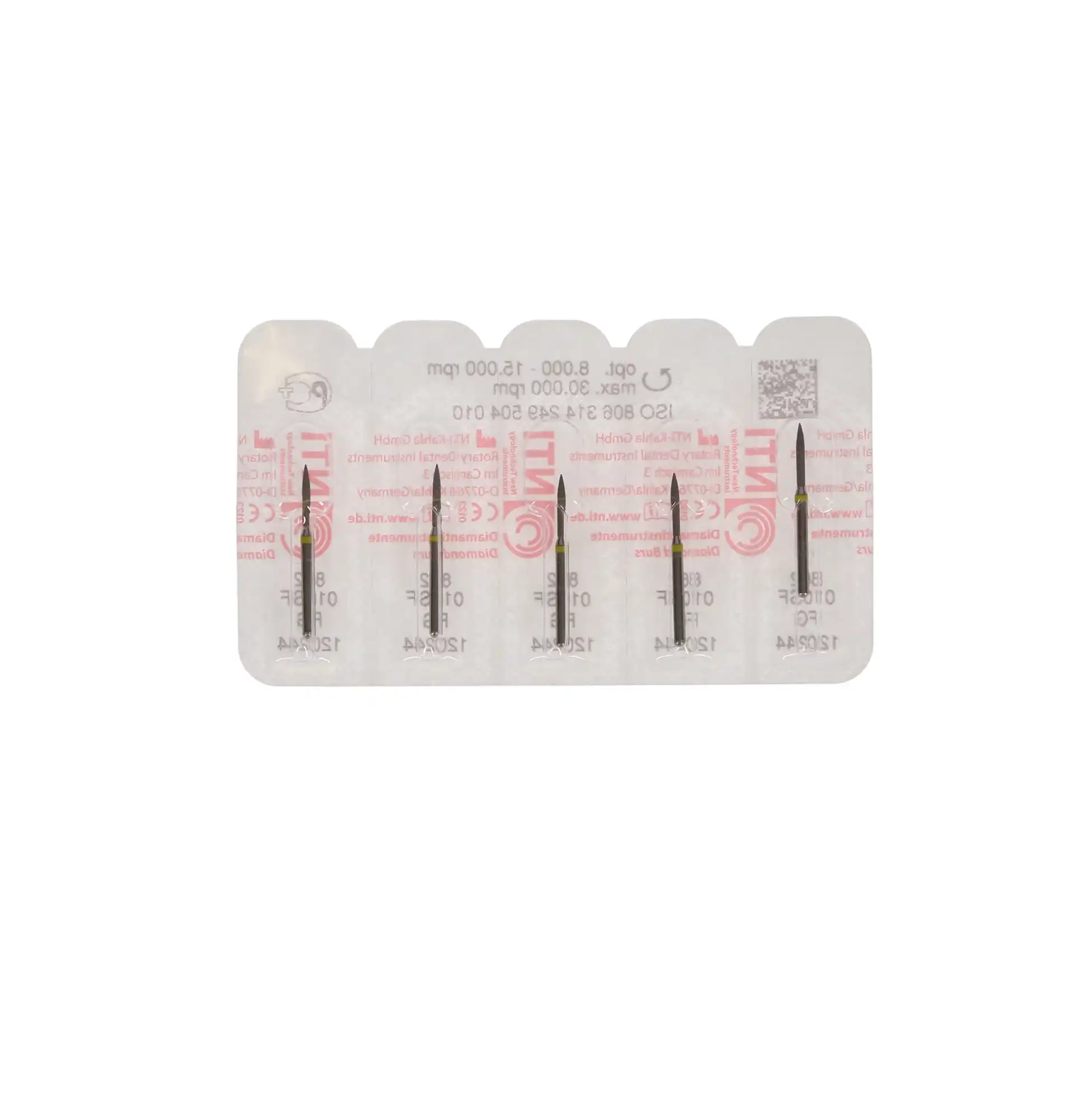 NTI Diamond Bur, FG, Flame, #862-010, 1.0 mm, Super Fine, Yellow, 5/Pk, SF862-010 thumbnail 5